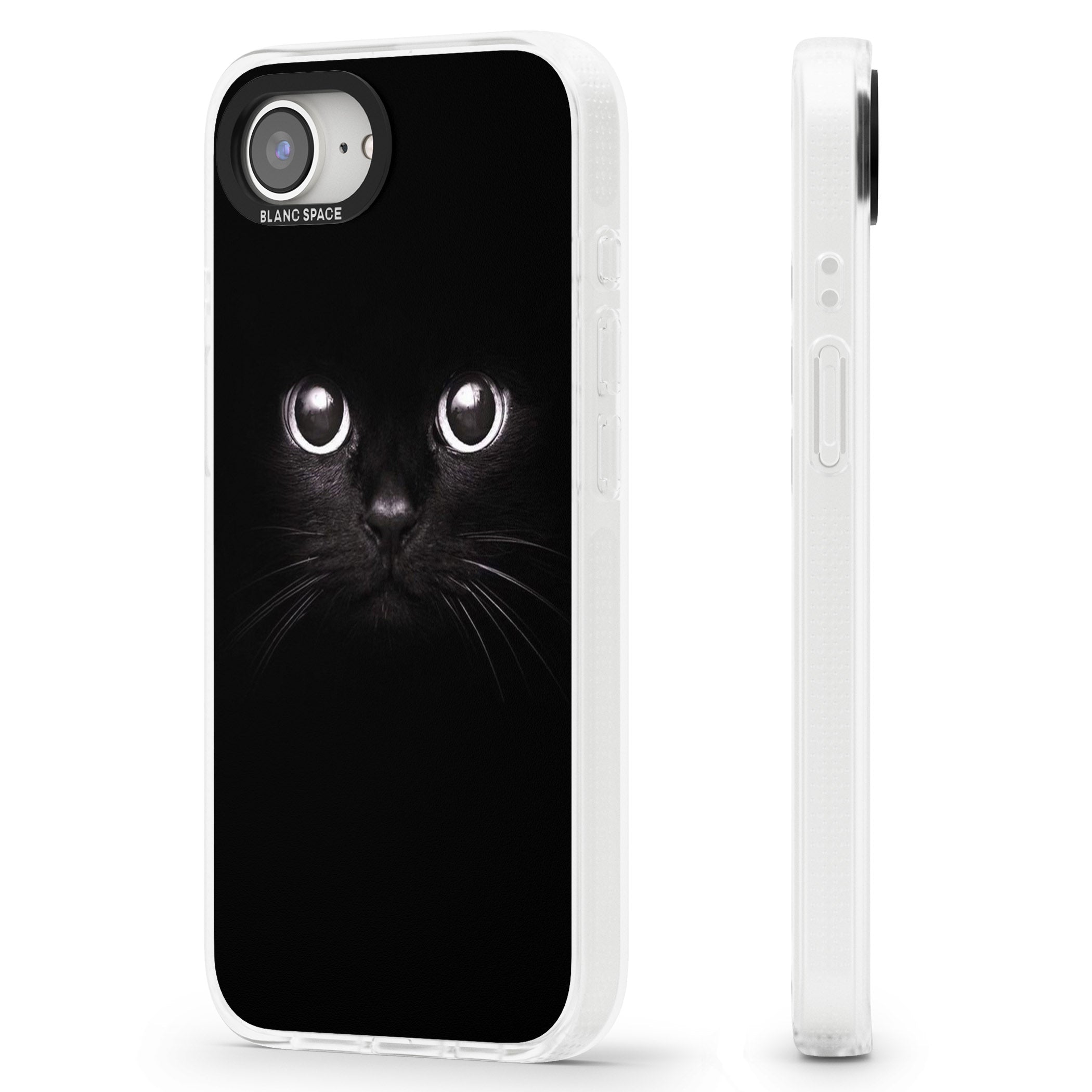 Black Cat iPhone 16e Clear Case Impact Air - Blanc Space