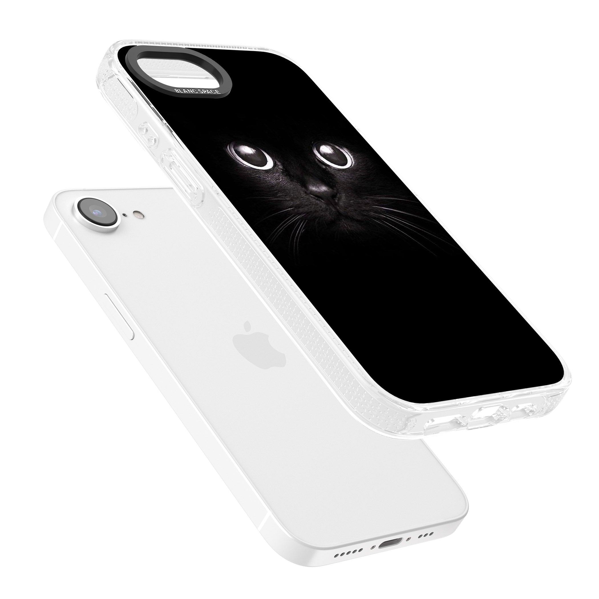 Black Cat iPhone 16e Clear Case Impact Air - Blanc Space