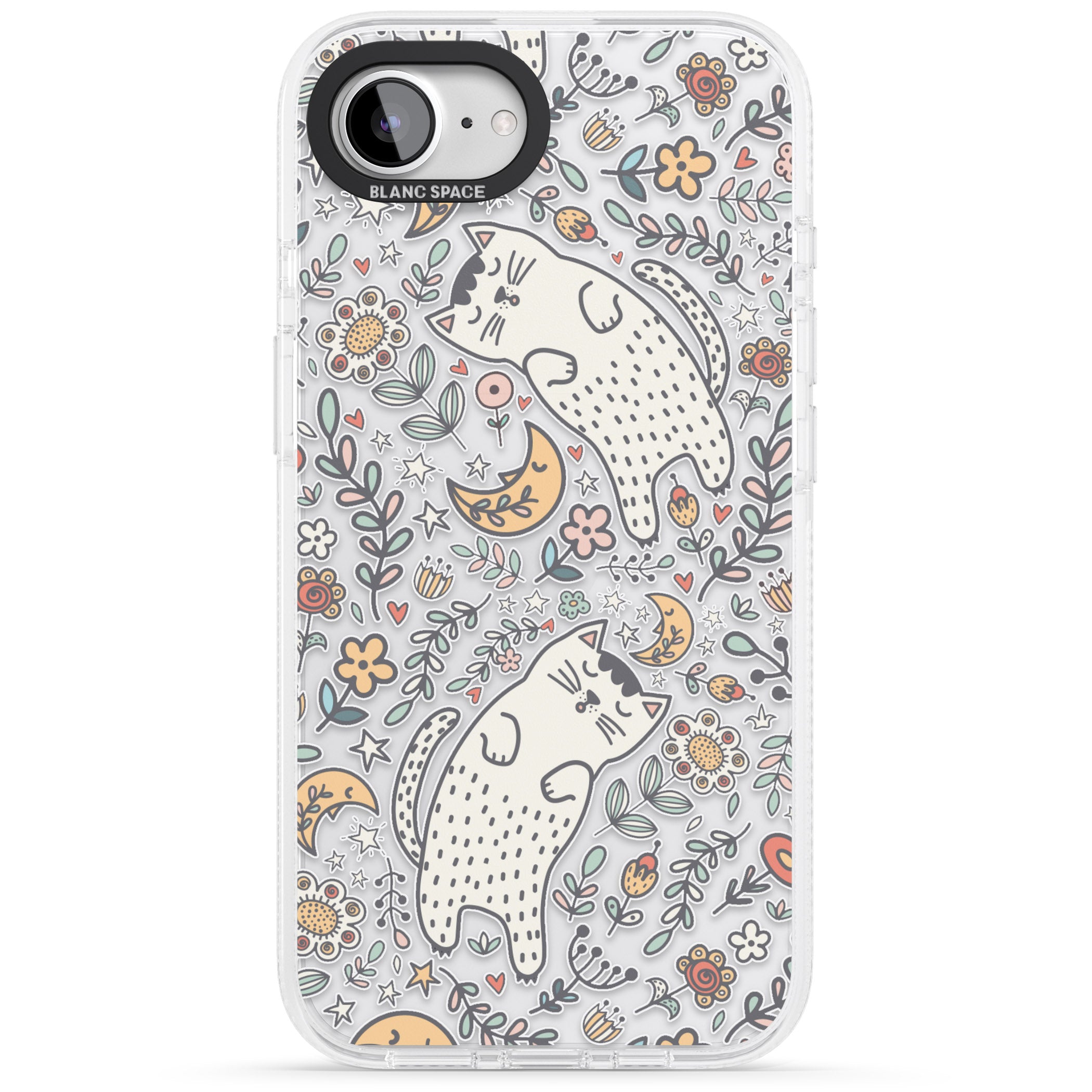 Sleeping Cat Pattern iPhone 16e Clear Case Impact Air - Blanc Space