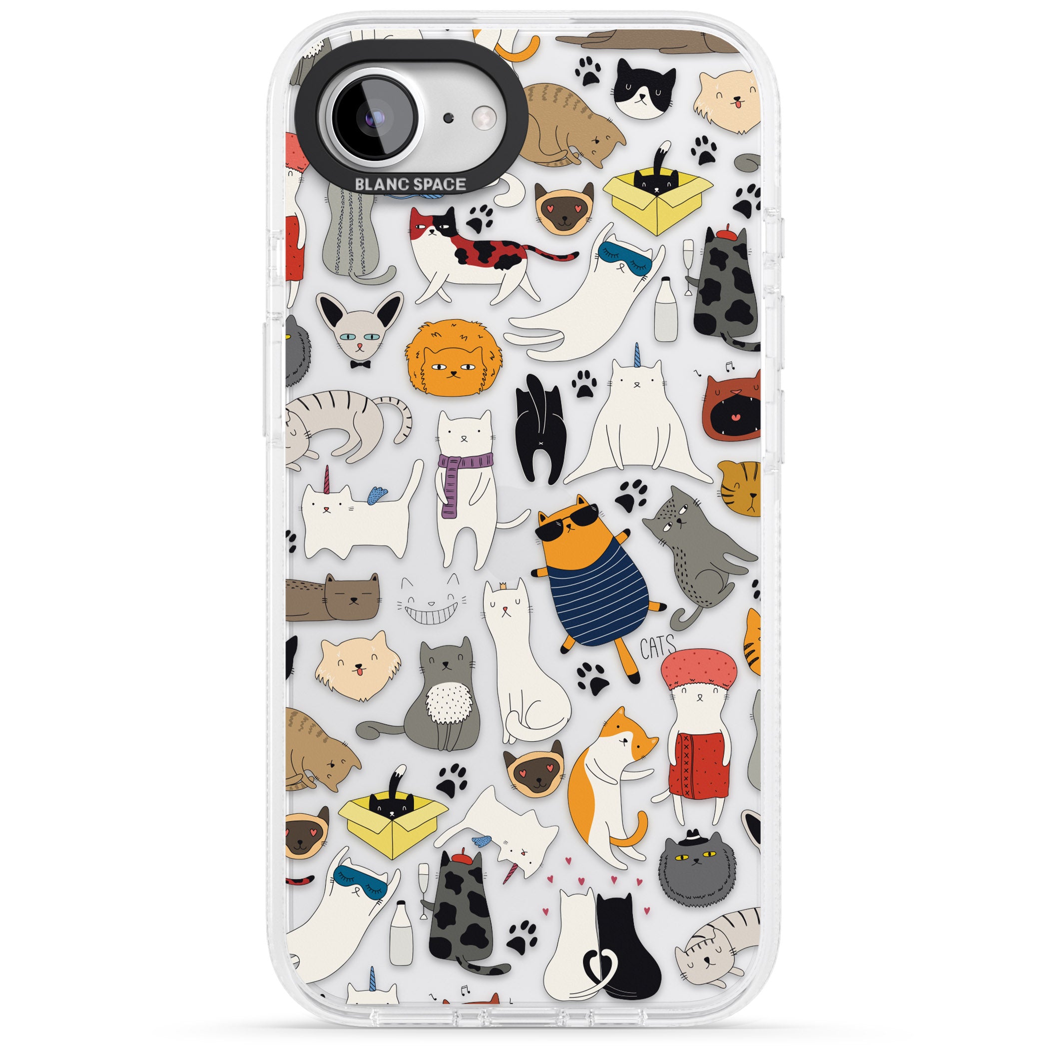 Cartoon Cat Collage iPhone 16e Clear Case Impact Air - Blanc Space