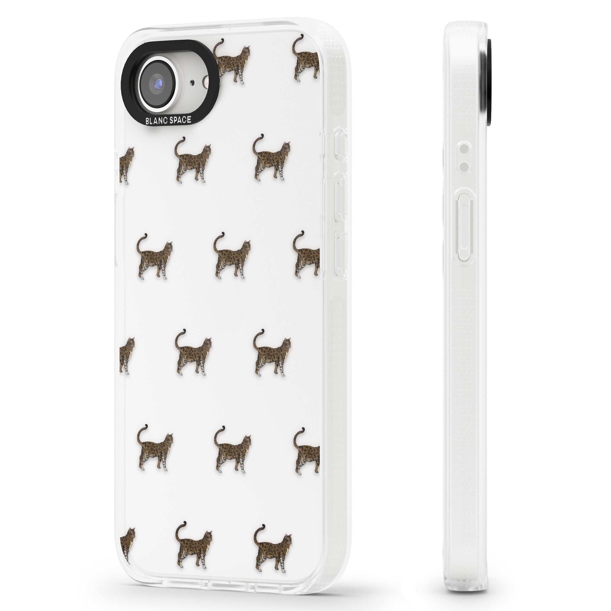 Bengal Cat Pattern iPhone 16e Clear Case Impact Air - Blanc Space