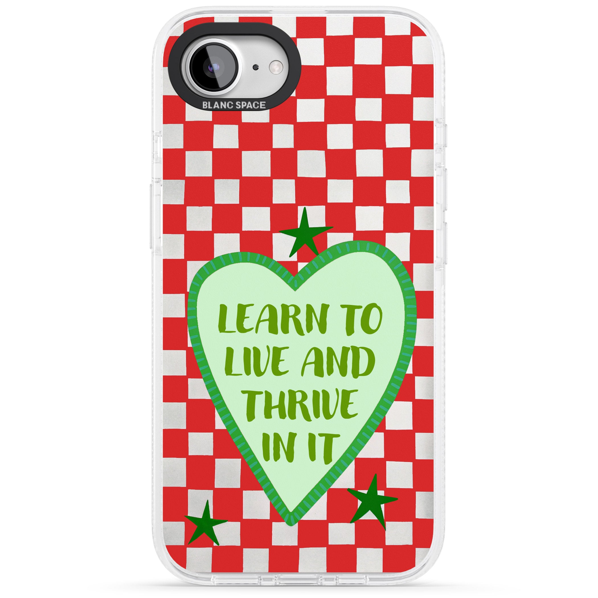 Learn To Live iPhone 16e Clear Case Impact Air - Blanc Space