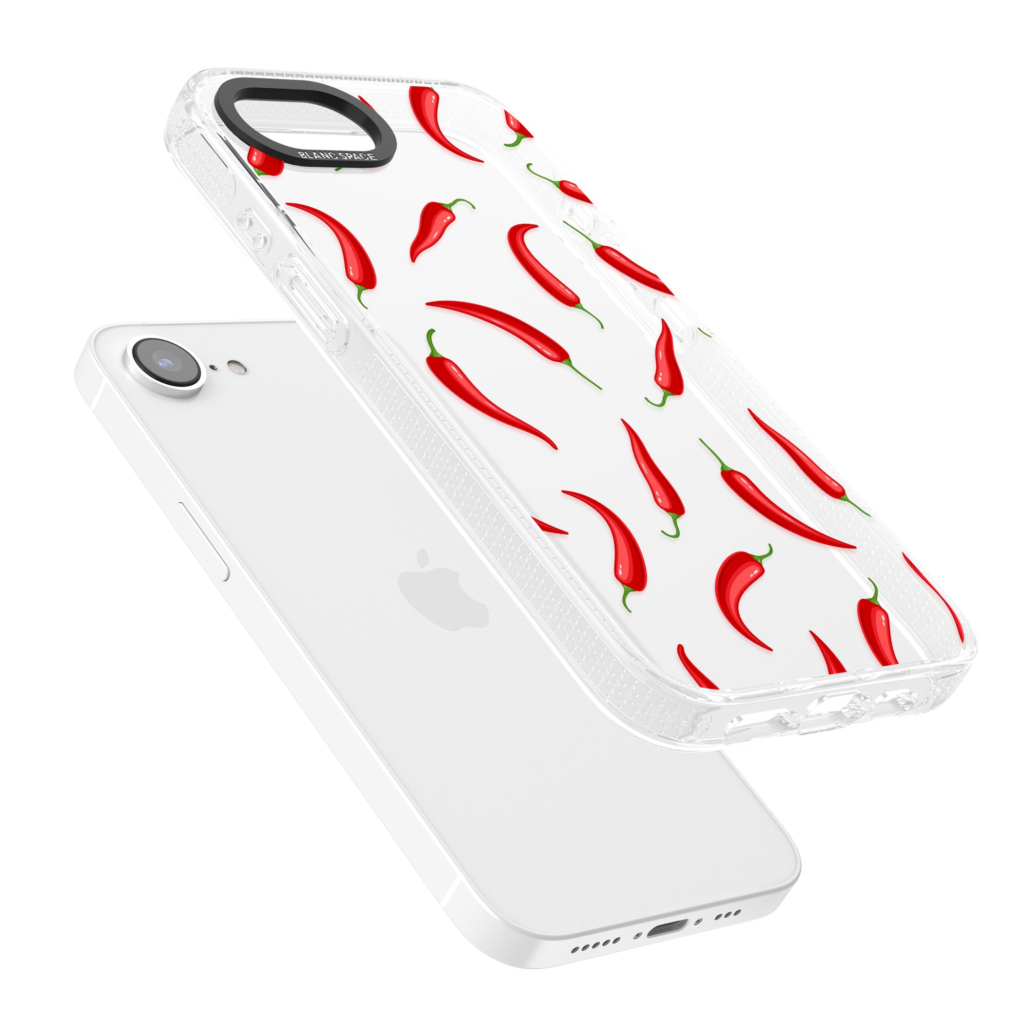 Chilli Pattern iPhone 16e Clear Case Impact Air - Blanc Space