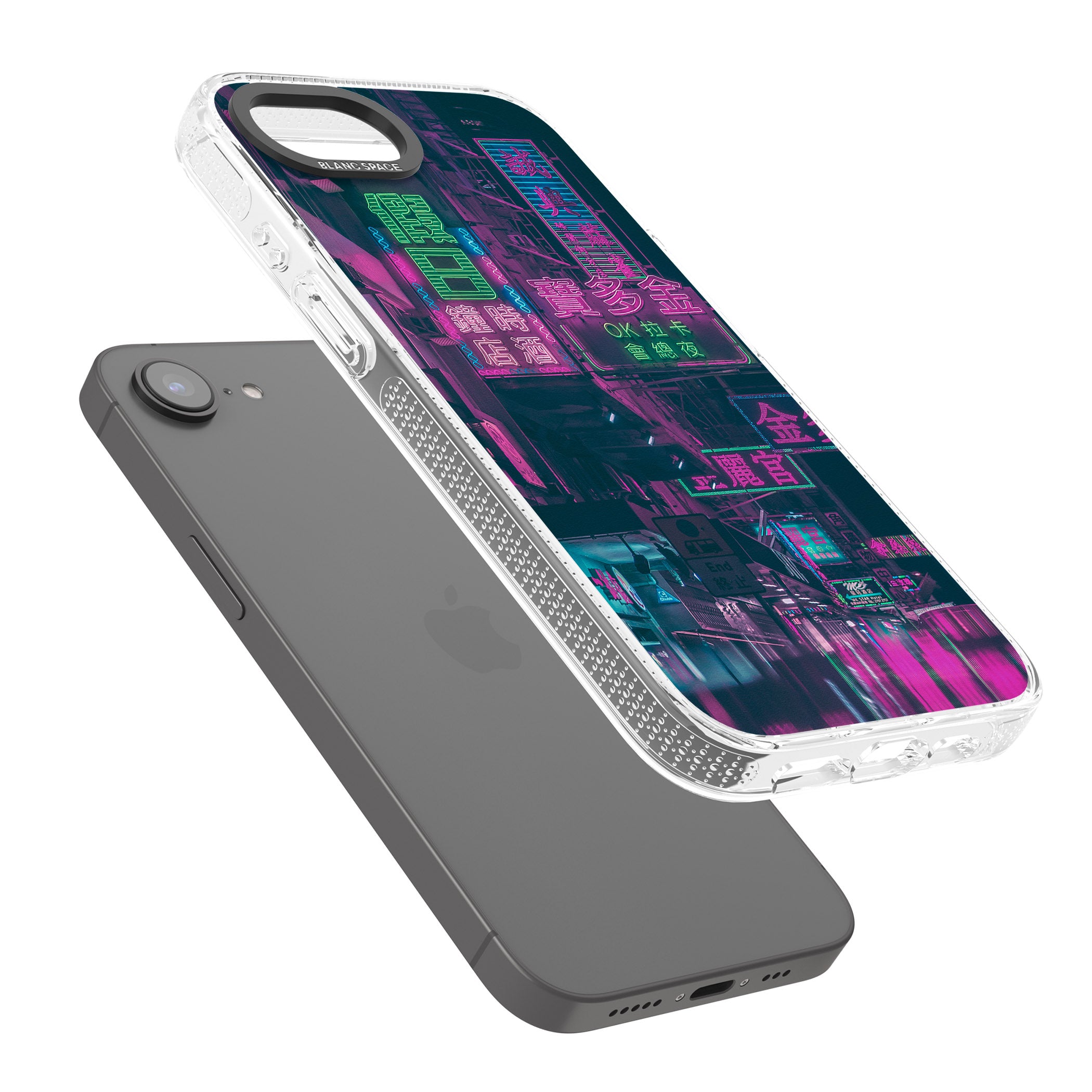 Rainy Reflections - Neon Cities Photographs iPhone 16e Clear Case Impact Air - Blanc Space