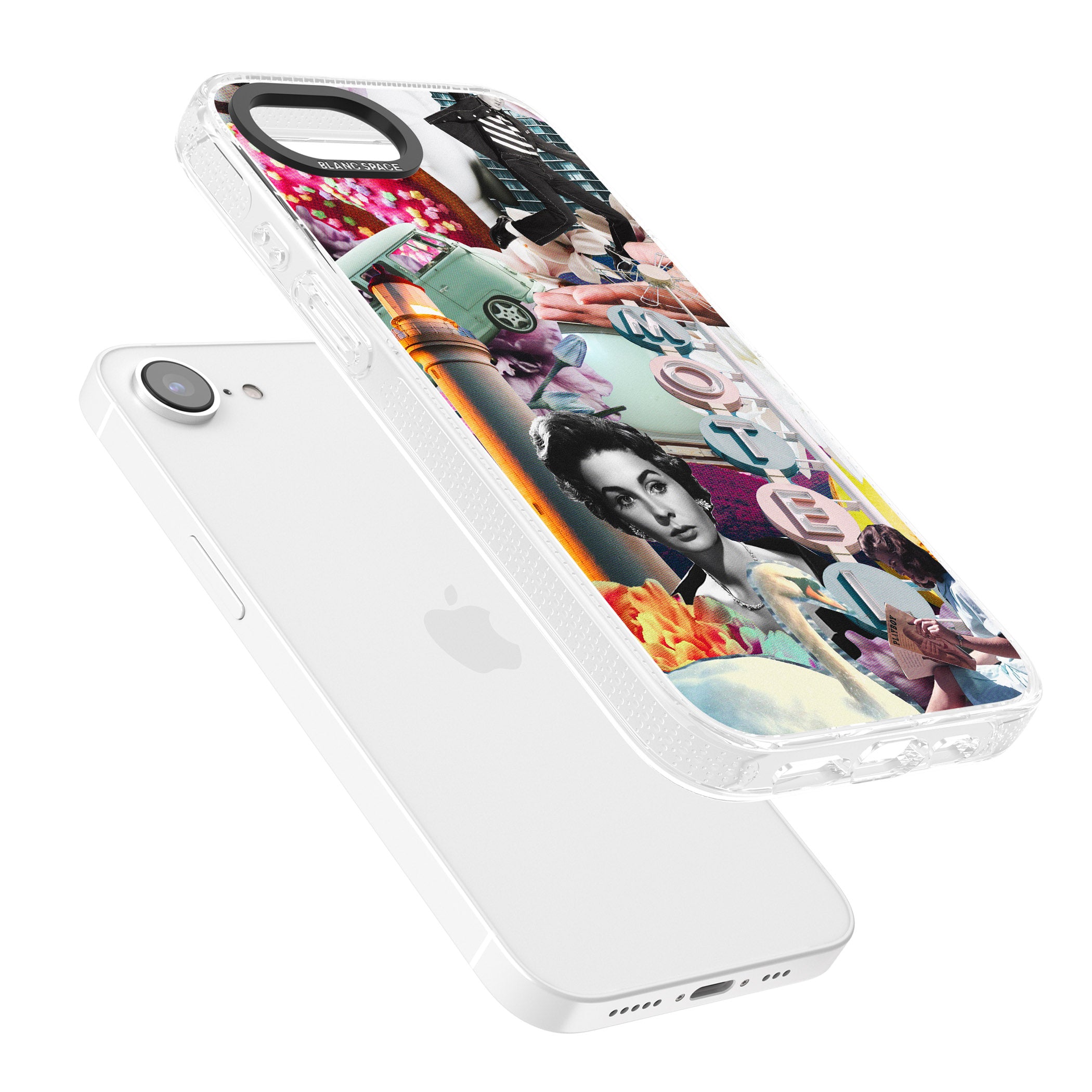 Vintage Collage: Retro Motel iPhone 16e Clear Case Impact Air - Blanc Space