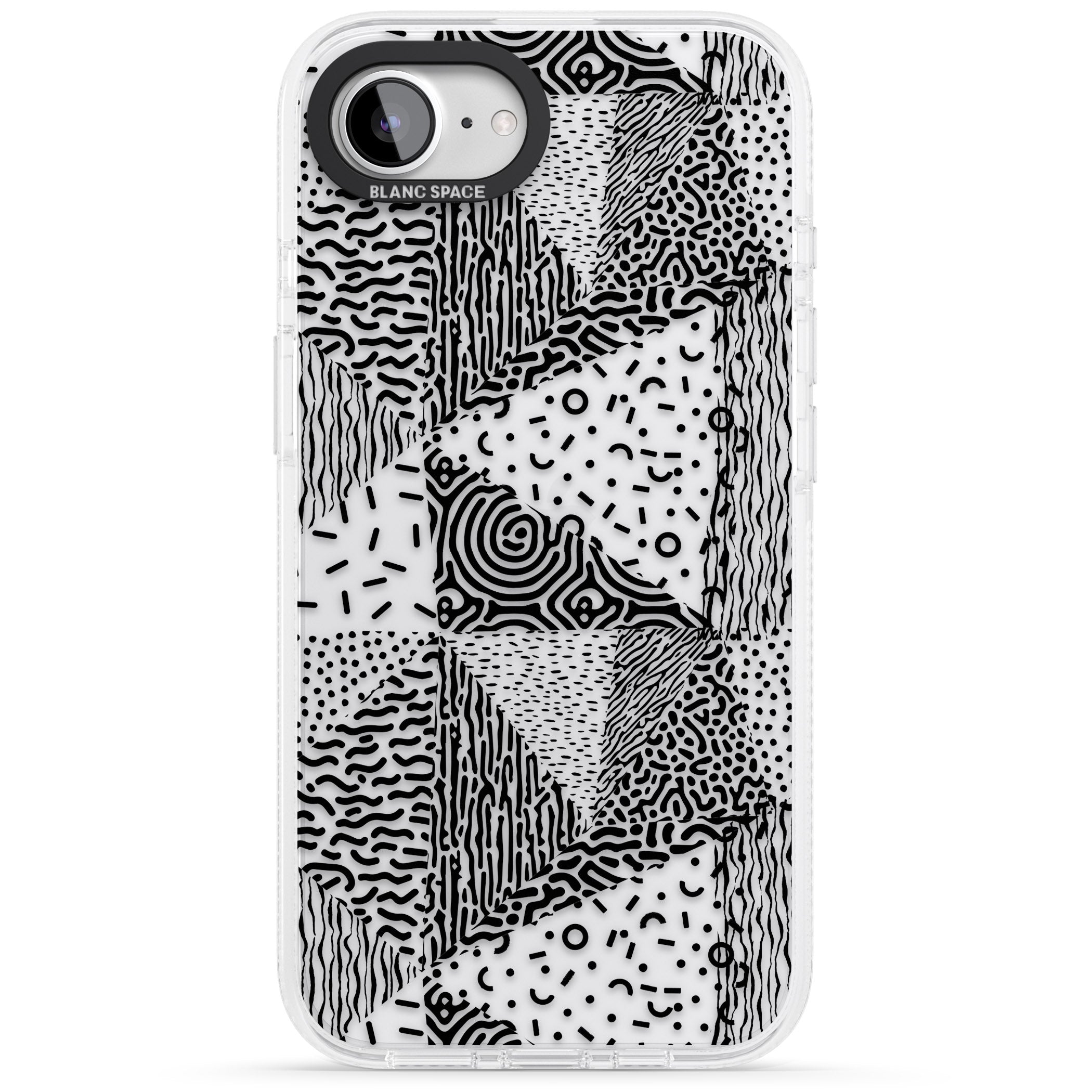 Pattern Mashup (Black) iPhone 16e Clear Case Impact Air - Blanc Space