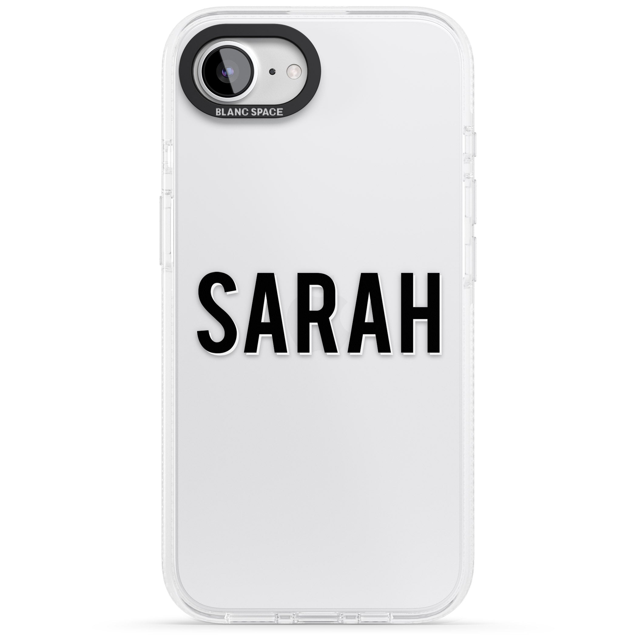 Personalised Clear Text 1A iPhone 16e Clear Case Impact Air - Blanc Space