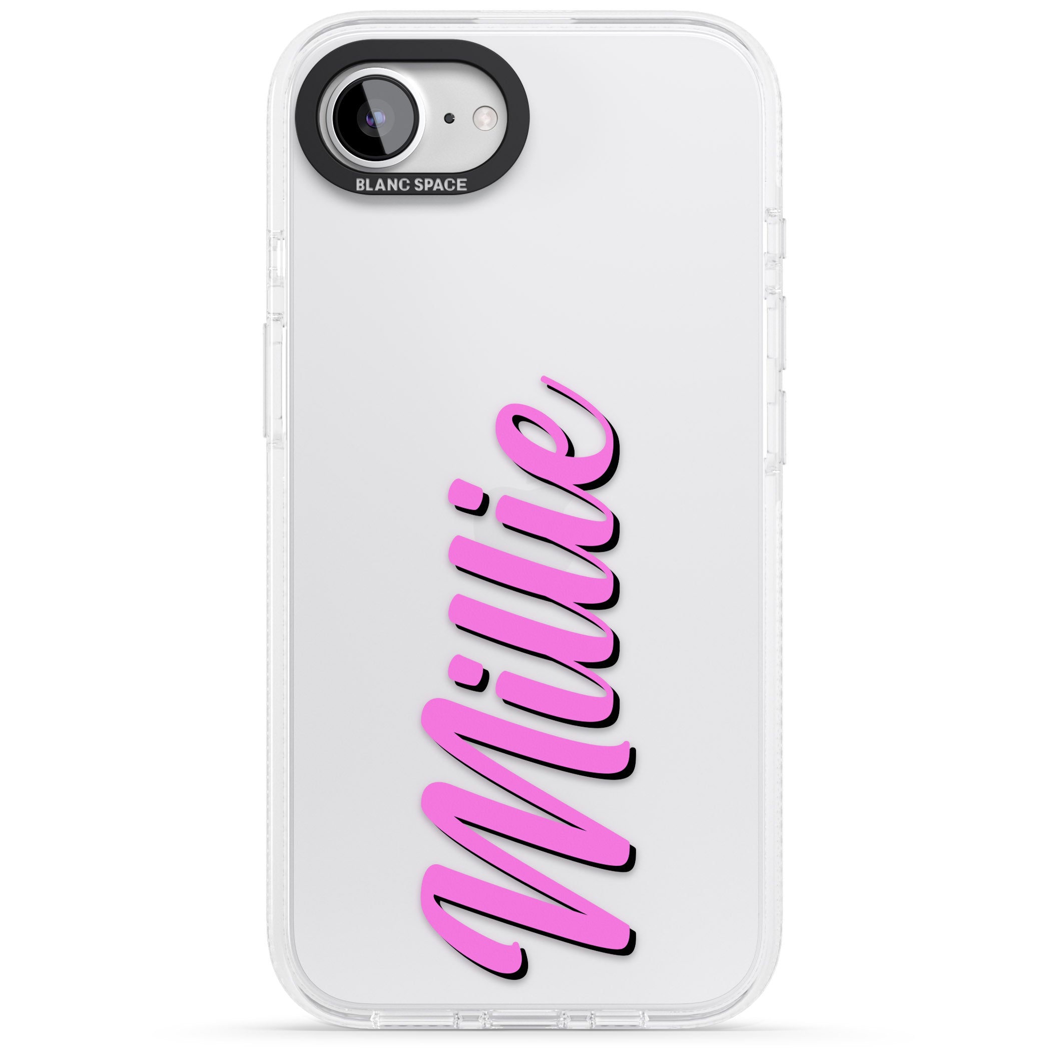 Personalised Clear Text 3C iPhone 16e Clear Case Impact Air - Blanc Space