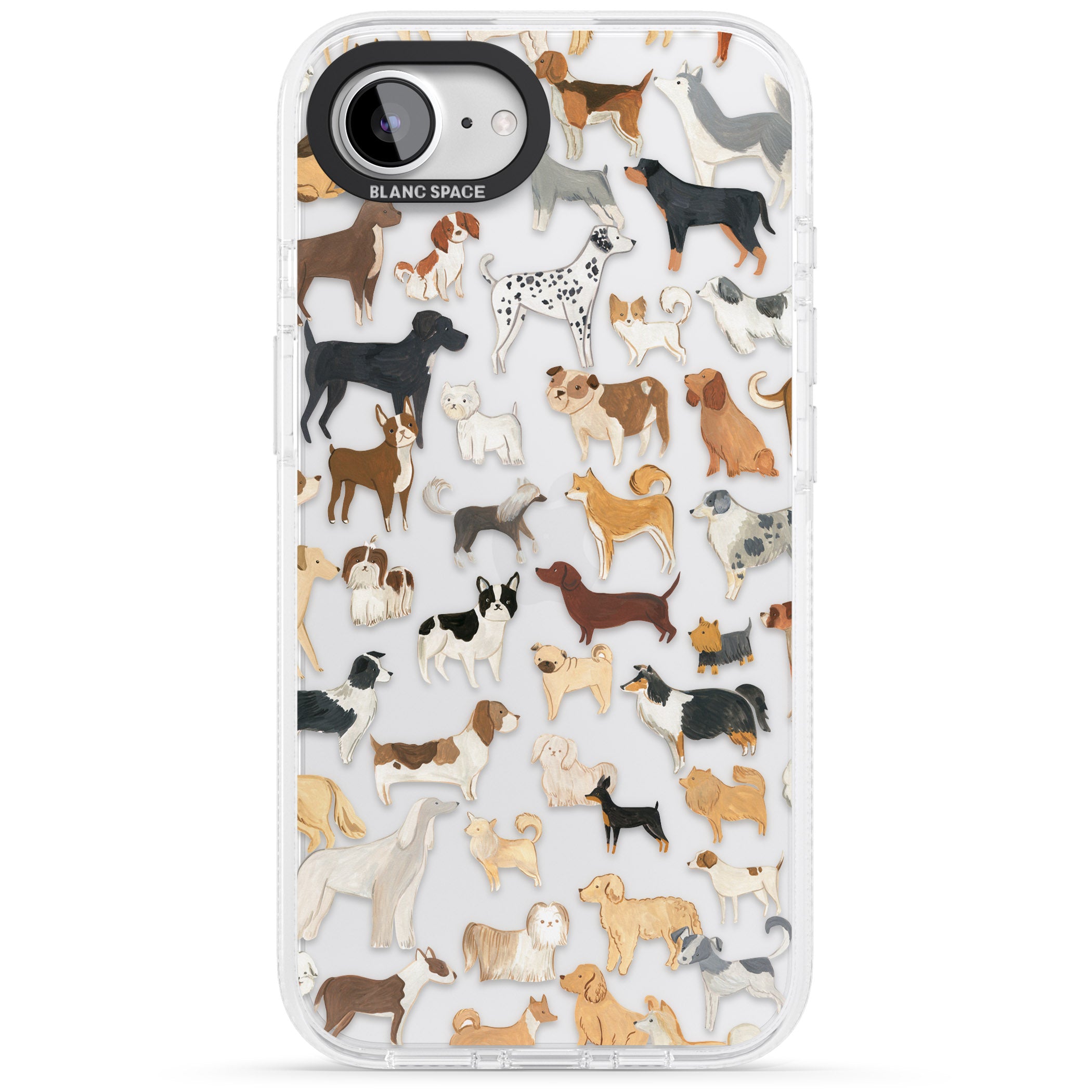 Hand Painted Dogs iPhone 16e Clear Case Impact Air - Blanc Space