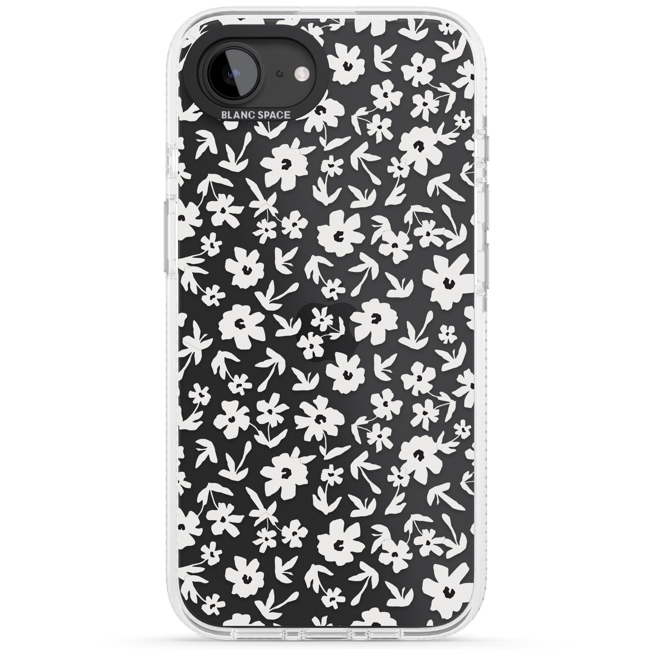 Floral Print on Transparent iPhone 16e Clear Case Impact Air - Blanc Space