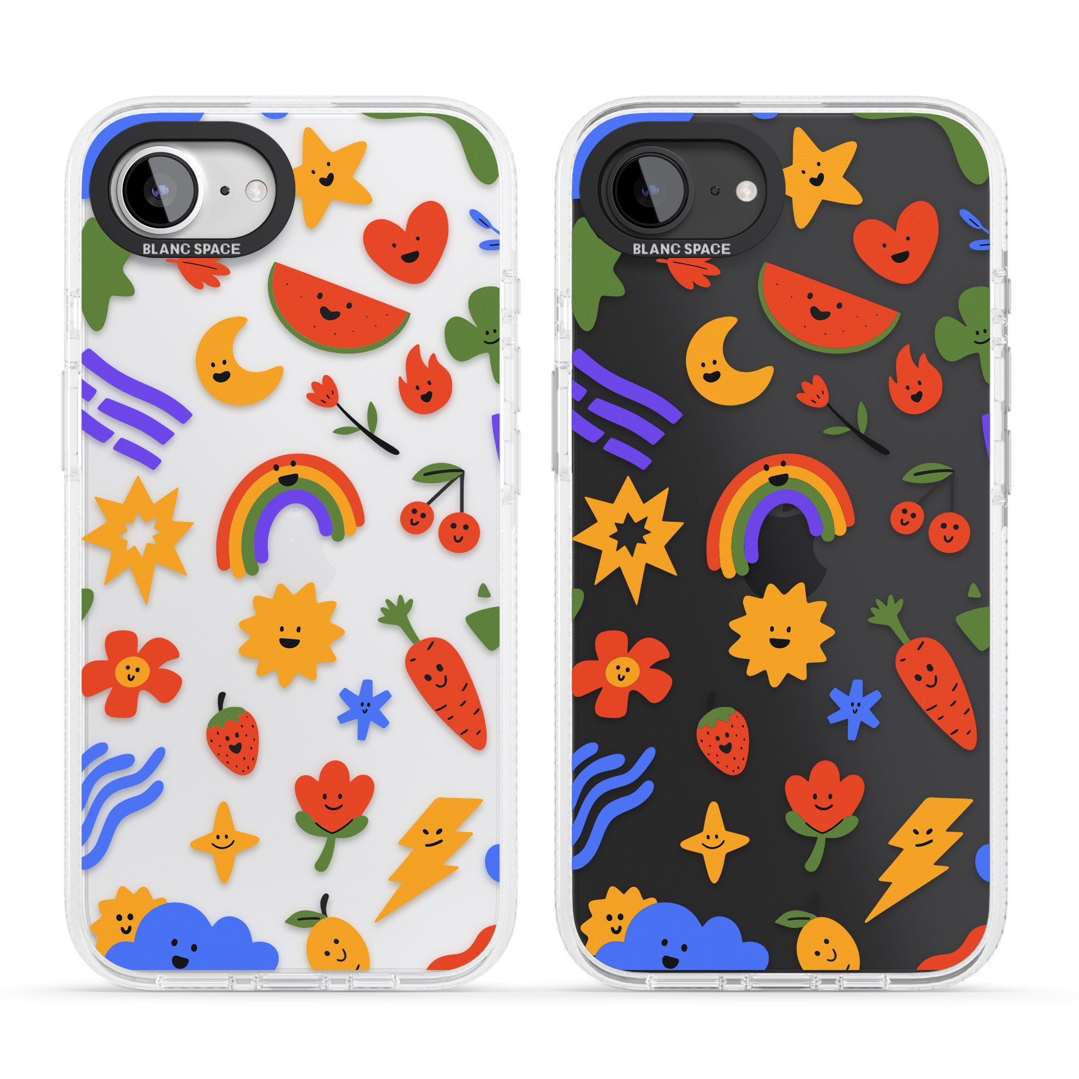 Mixed Large Kawaii Icons - Clear iPhone 16e Clear Case Impact Air - Blanc Space