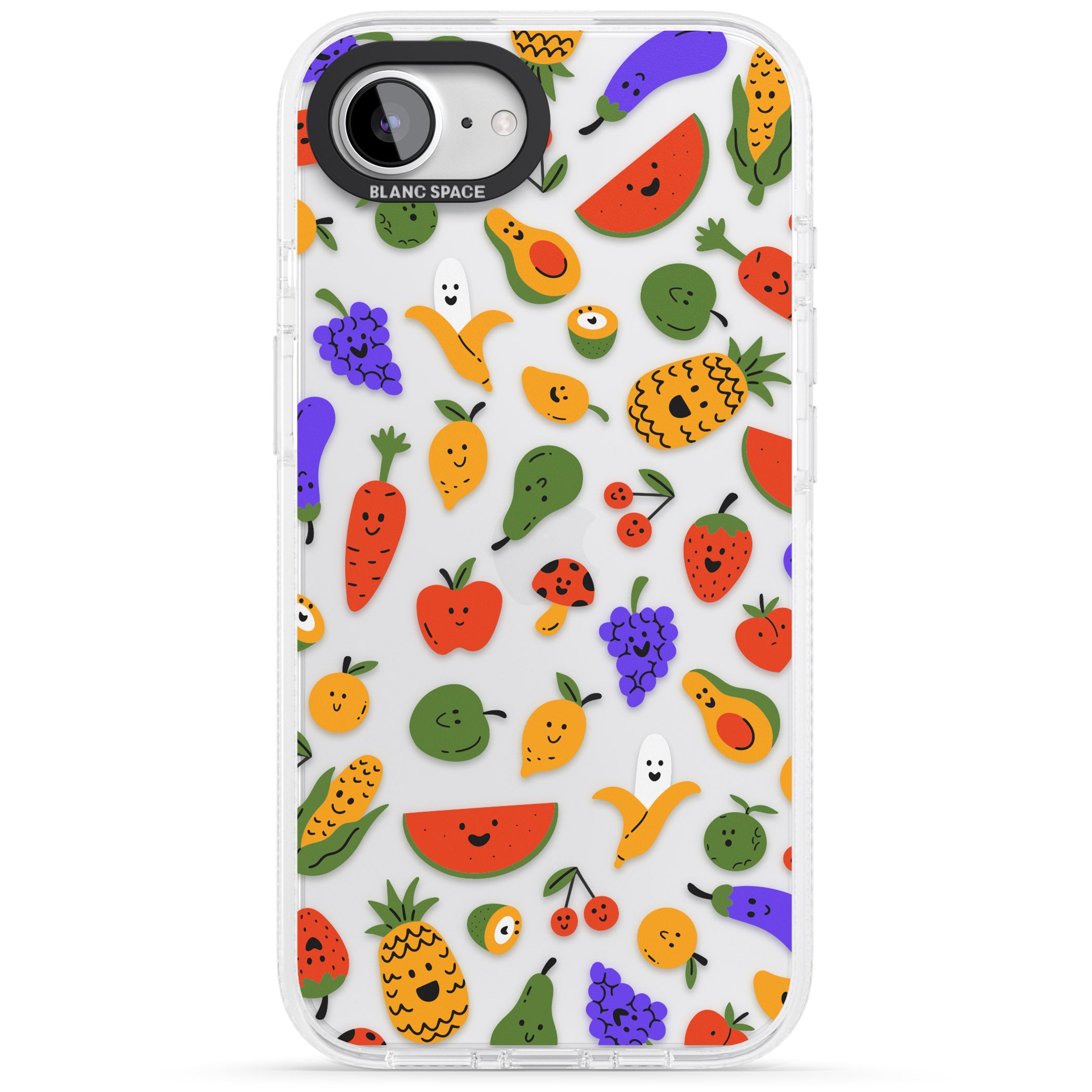 Mixed Kawaii Food Icons - Clear iPhone 16e Clear Case Impact Air - Blanc Space