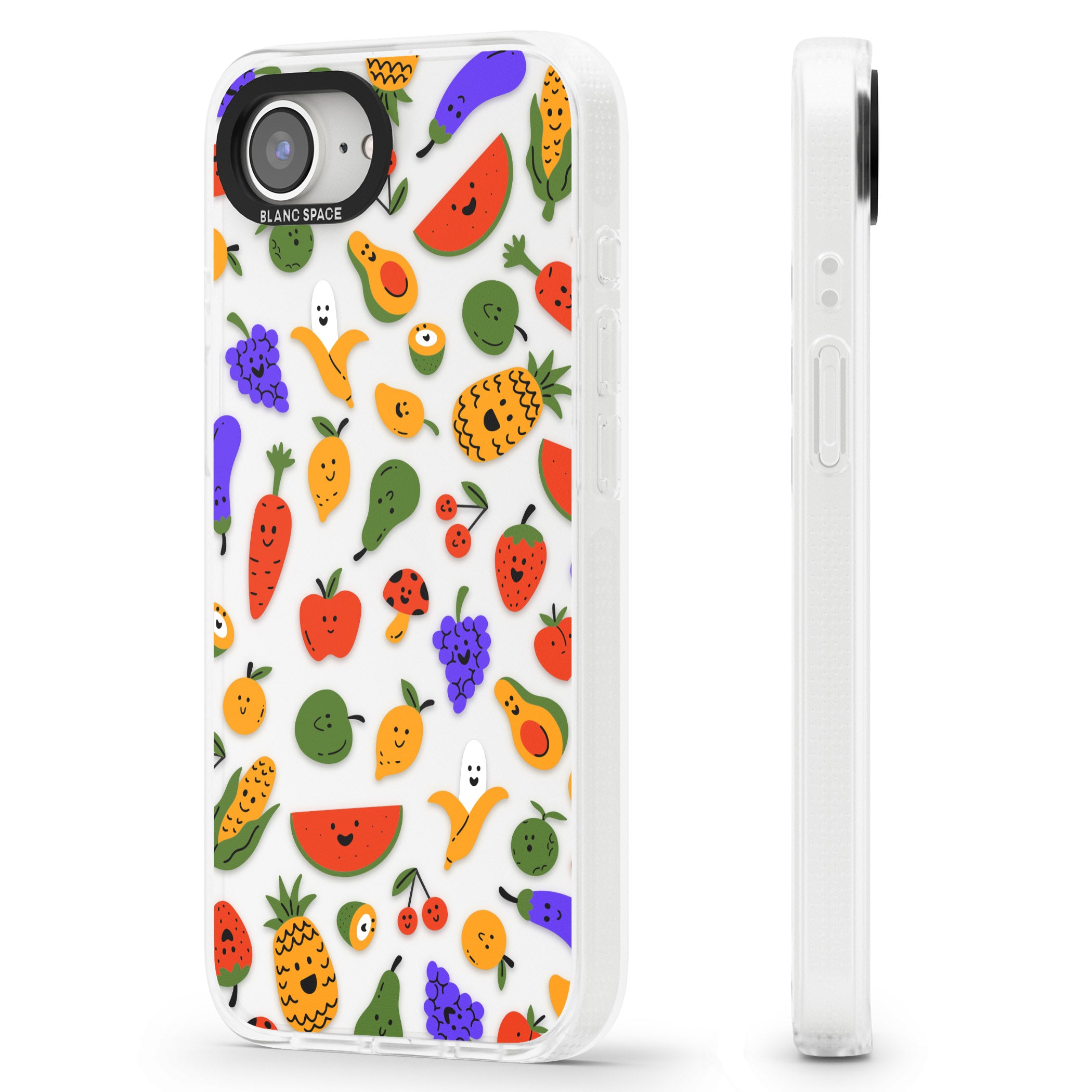 Mixed Kawaii Food Icons - Clear iPhone 16e Clear Case Impact Air - Blanc Space