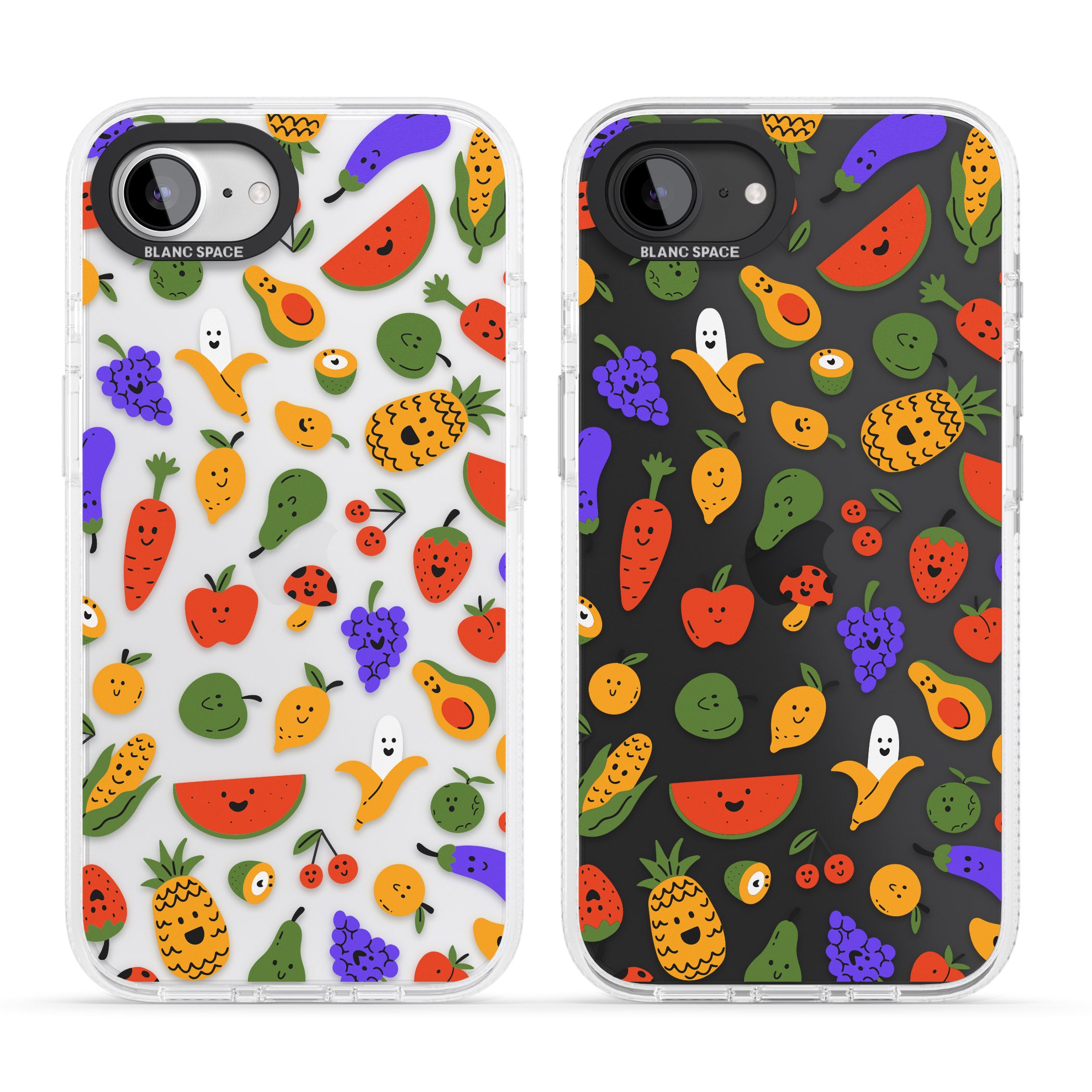 Mixed Kawaii Food Icons - Clear iPhone 16e Clear Case Impact Air - Blanc Space