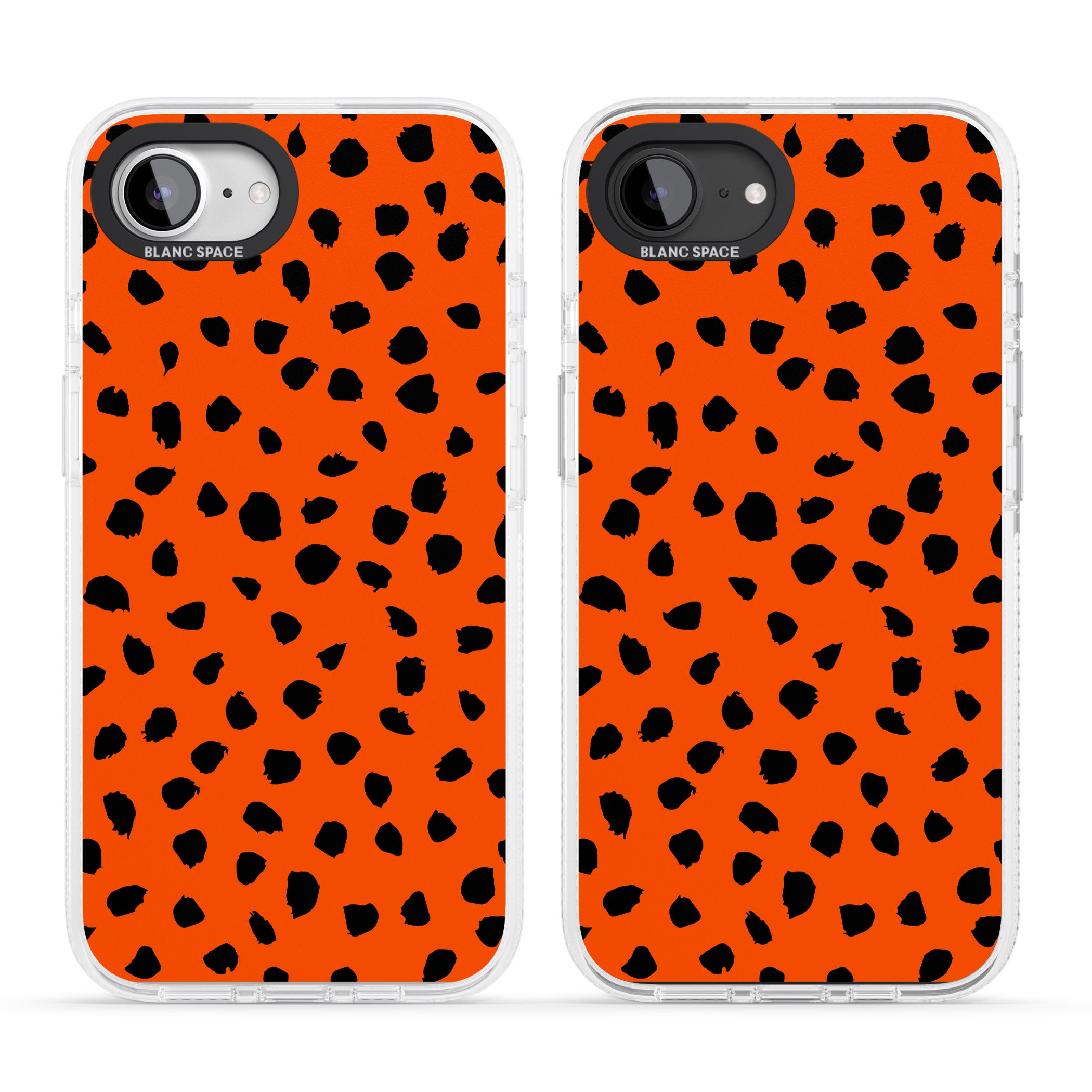 Black & Bright Red Dalmatian Polka Dot Spots iPhone 16e Clear Case Impact Air - Blanc Space