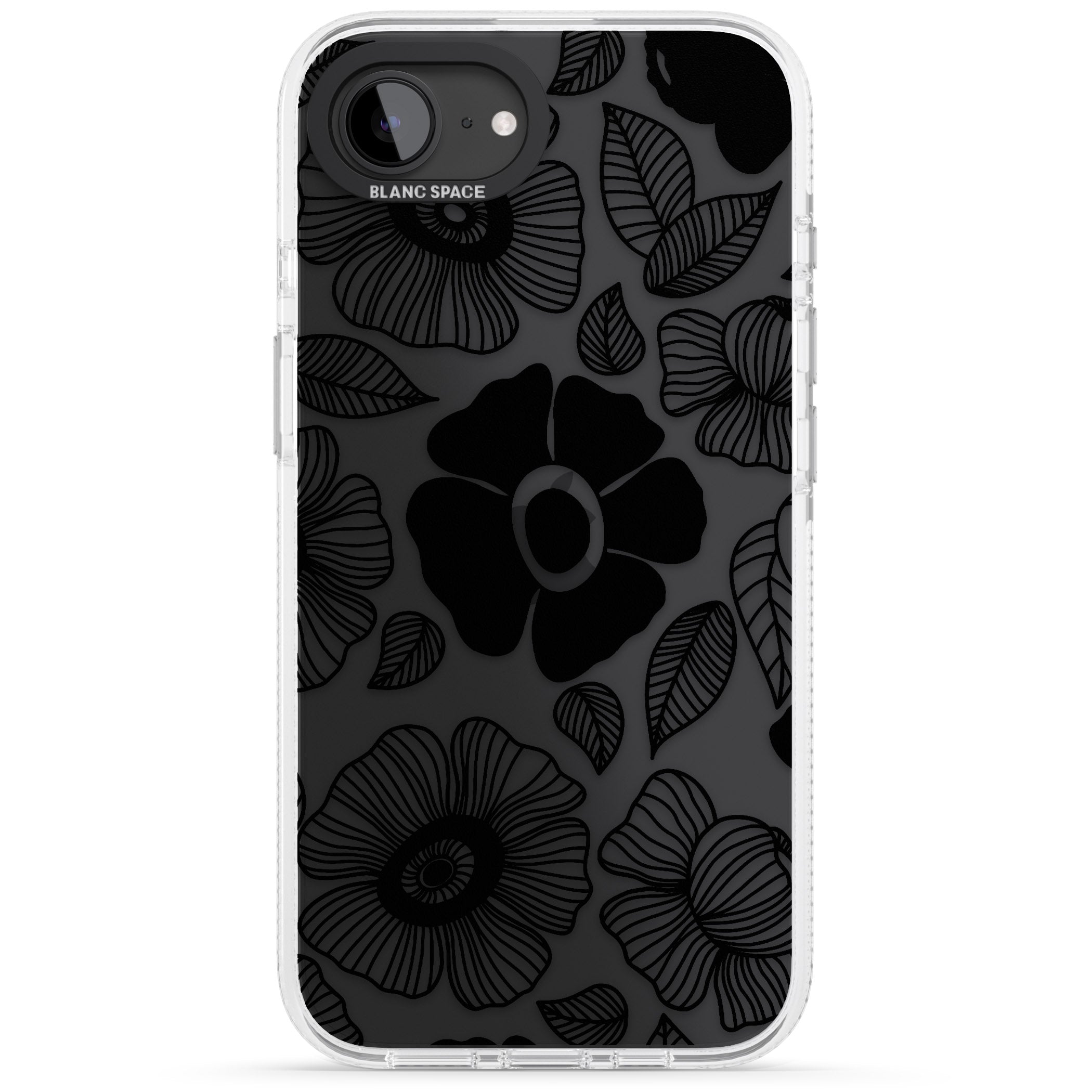 Black Flowers iPhone 16e Clear Case Impact Air - Blanc Space