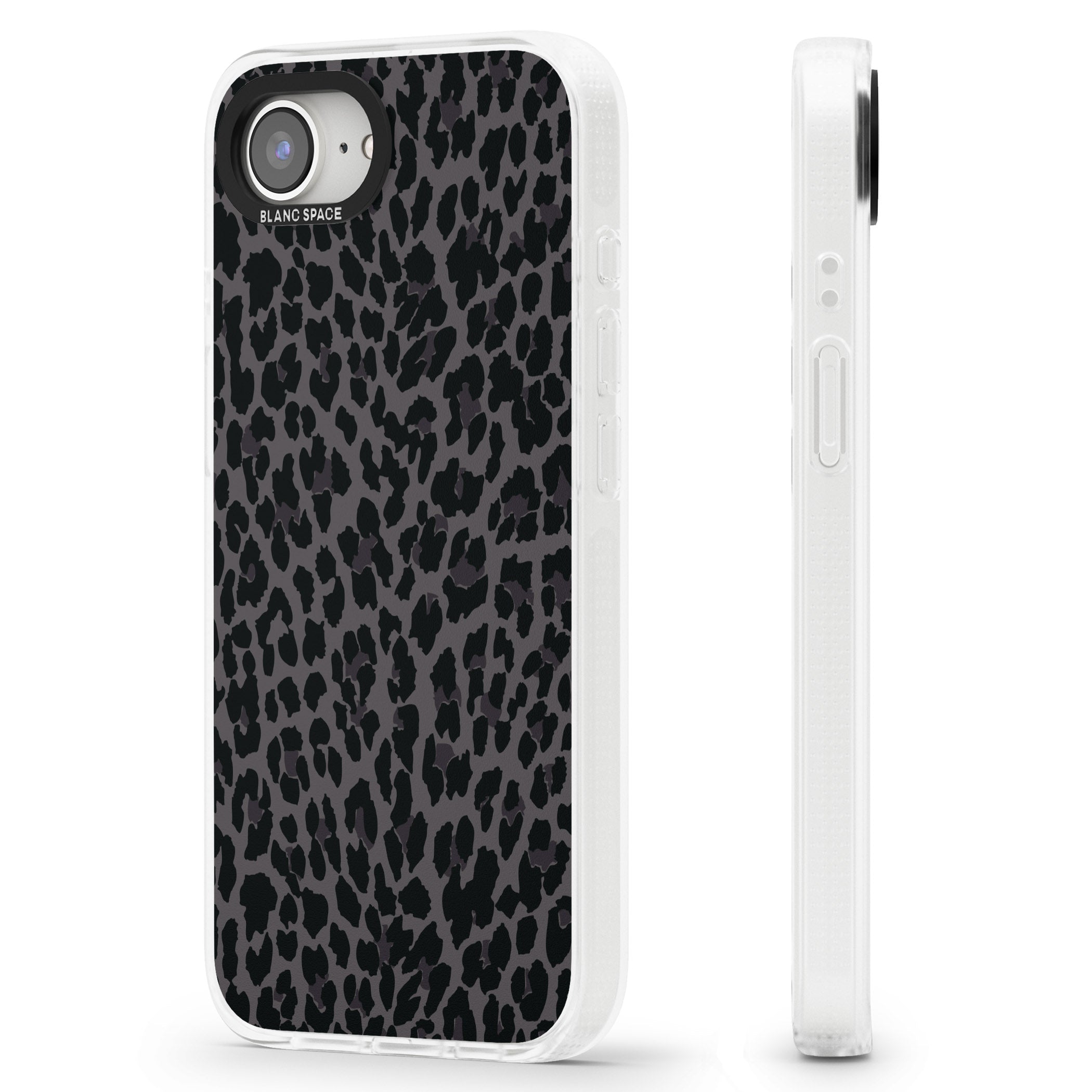 Dark Animal Print Pattern Small Leopard iPhone 16e Clear Case Impact Air - Blanc Space