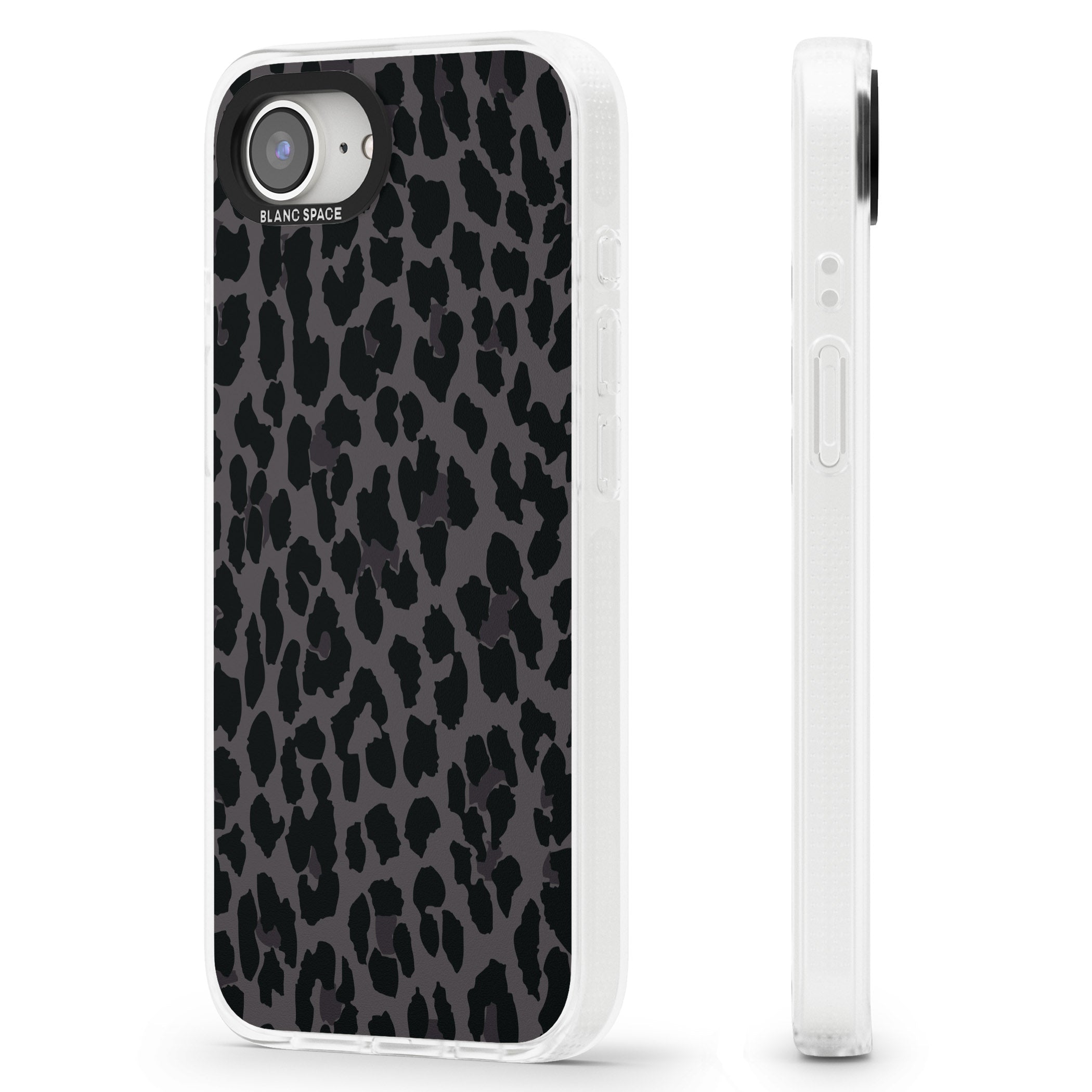 Dark Animal Print Pattern Large Leopard iPhone 16e Clear Case Impact Air - Blanc Space