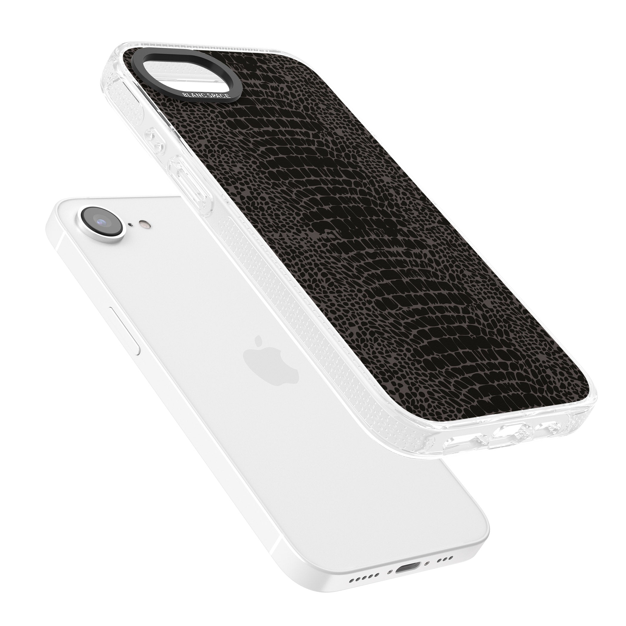 Dark Animal Print Pattern Snake Skin iPhone 16e Clear Case Impact Air - Blanc Space