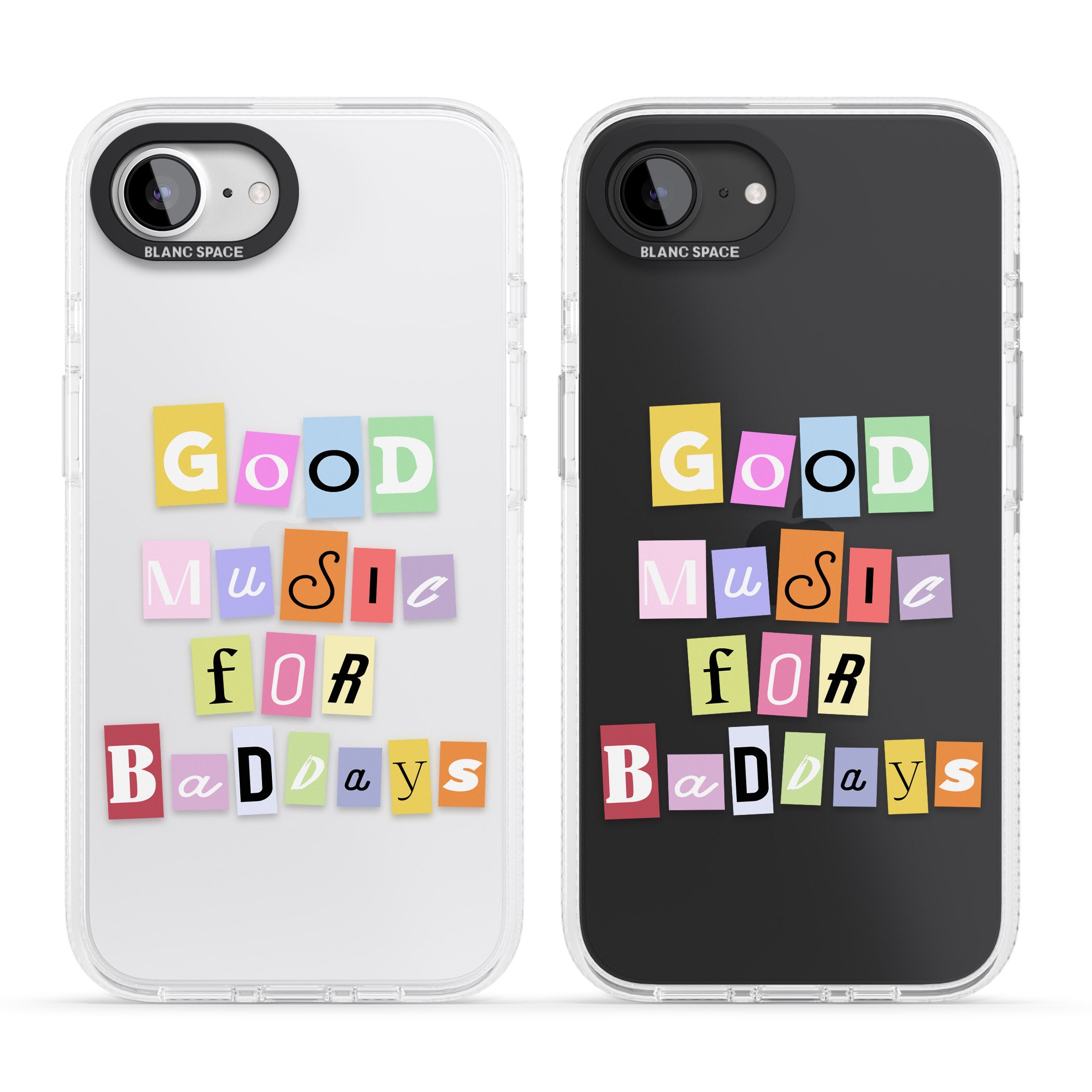 Good Music For Bad Days iPhone 16e Clear Case Impact Air - Blanc Space