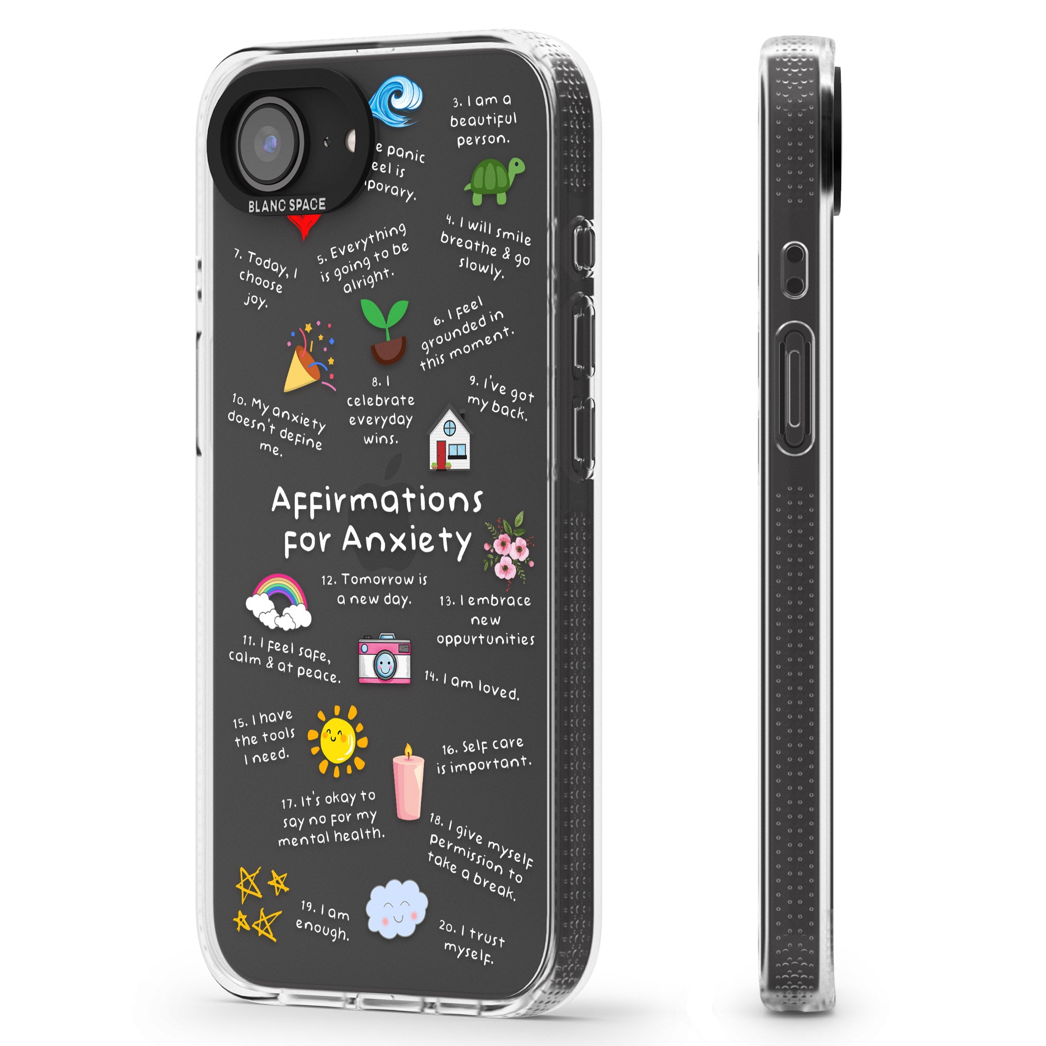 Anxiety White Text iPhone 16e Clear Case Impact Air - Blanc Space