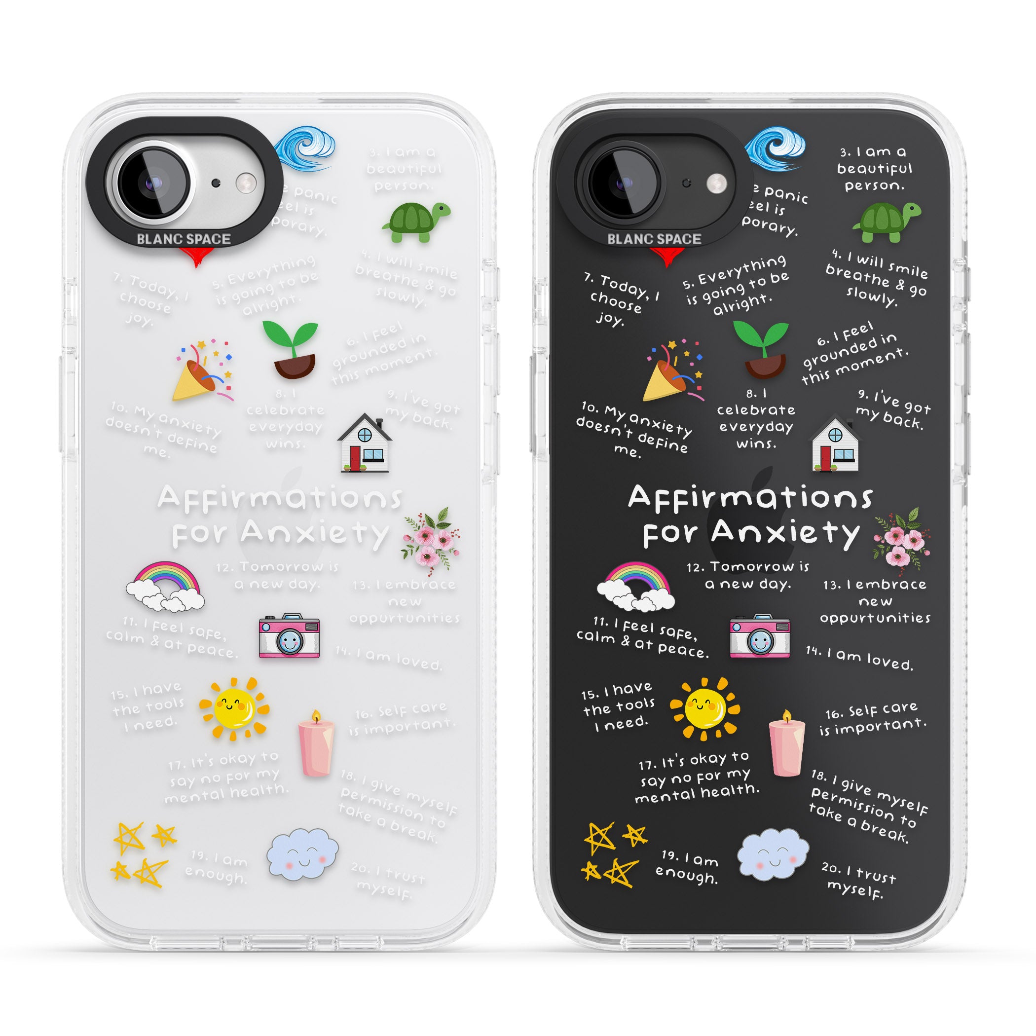 Anxiety White Text iPhone 16e Clear Case Impact Air - Blanc Space