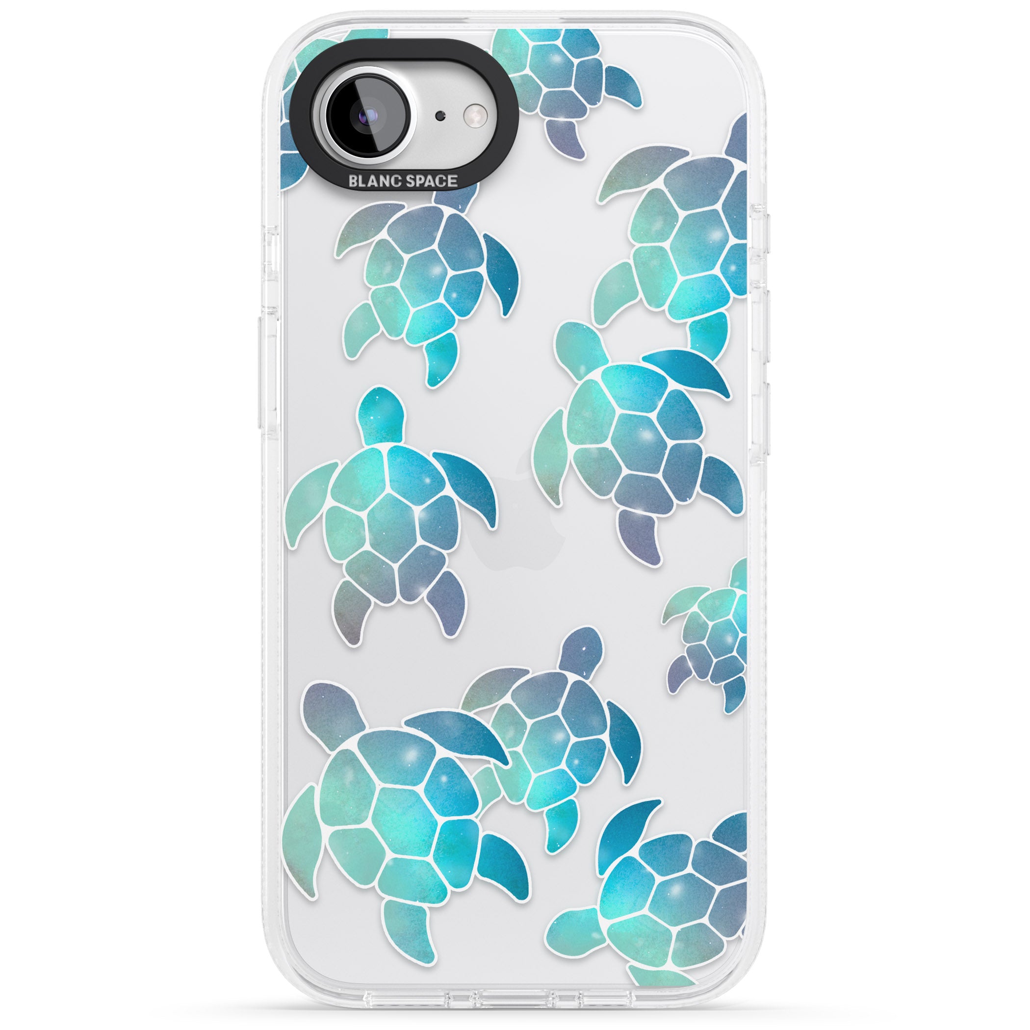 Aqua Space Turtles iPhone 16e Clear Case Impact Air - Blanc Space