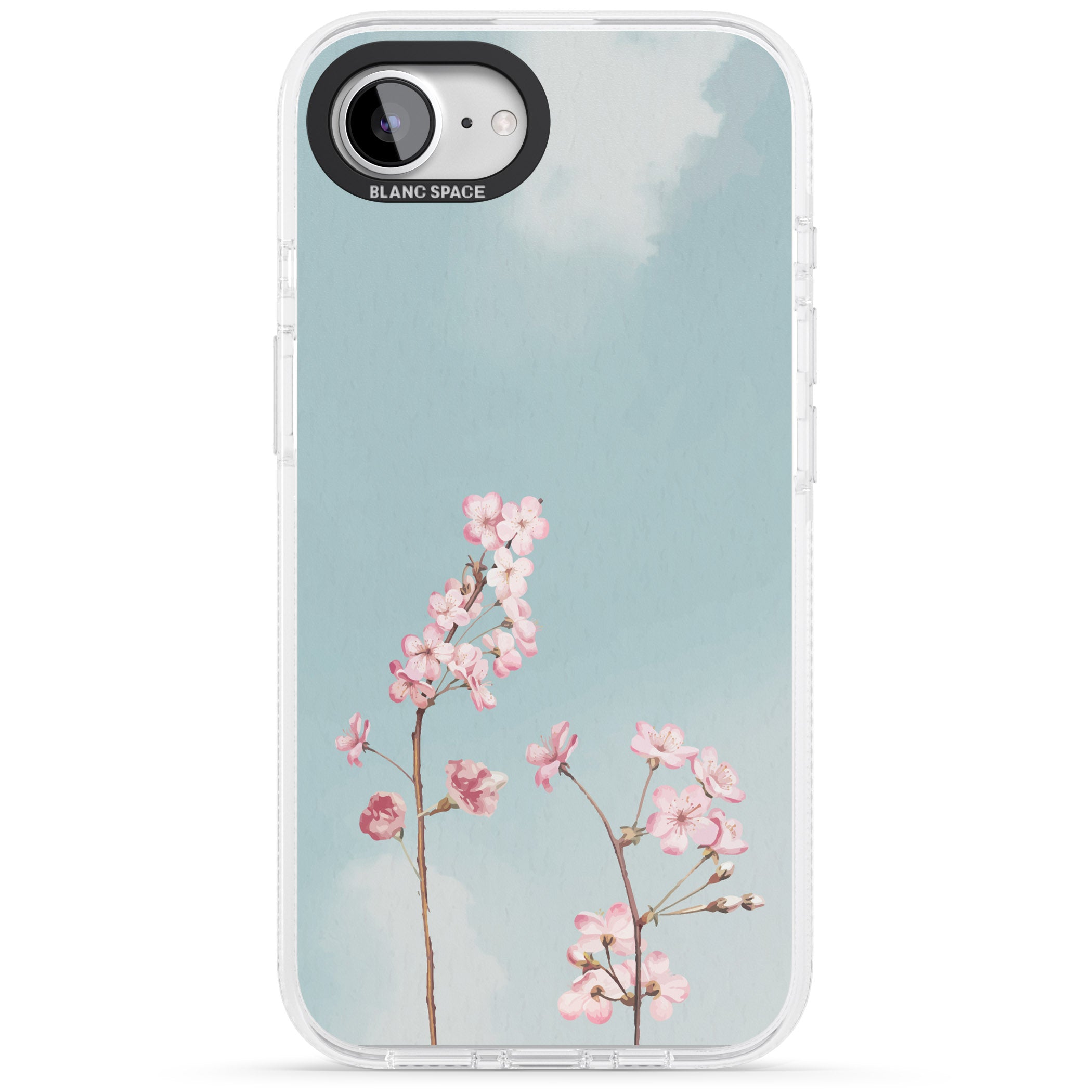 Blossom Flower Sky iPhone 16e Clear Case Impact Air - Blanc Space