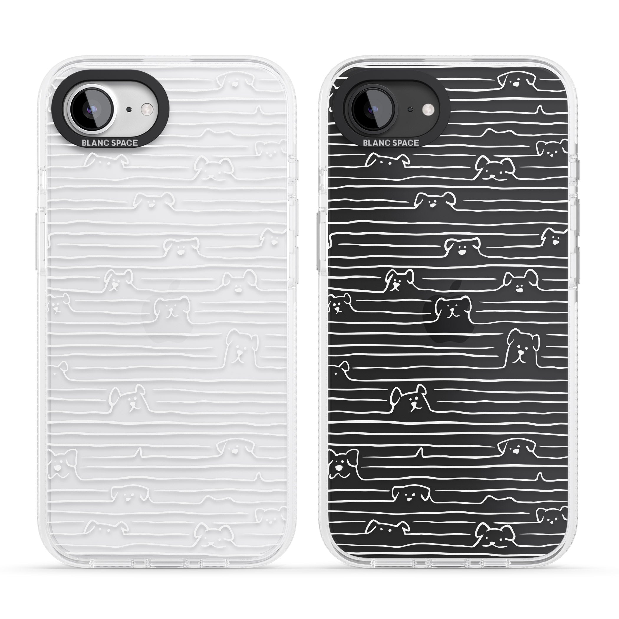 Dog Line Art - White iPhone 16e Clear Case Impact Air - Blanc Space