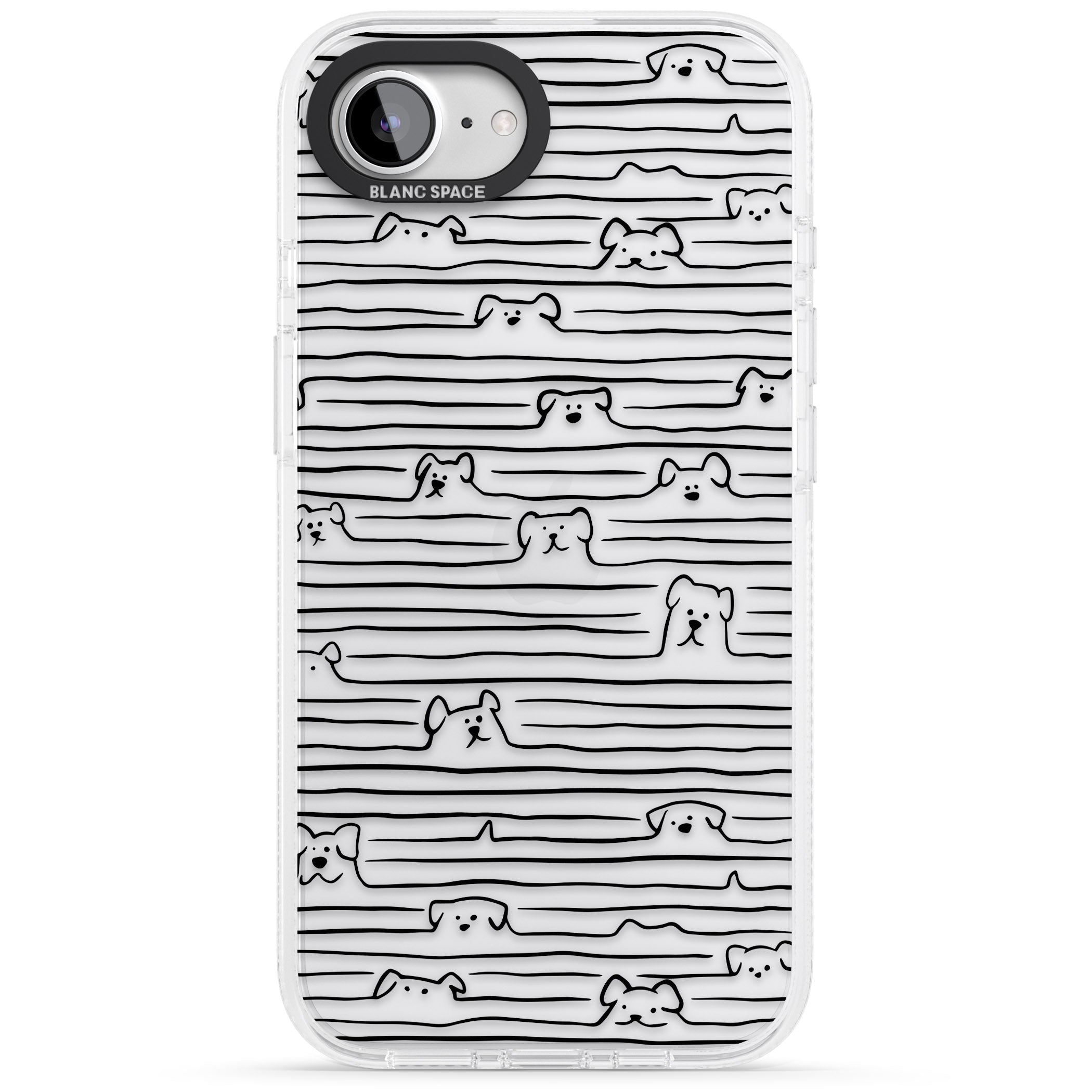 Dog Line Art - Black iPhone 16e Clear Case Impact Air - Blanc Space