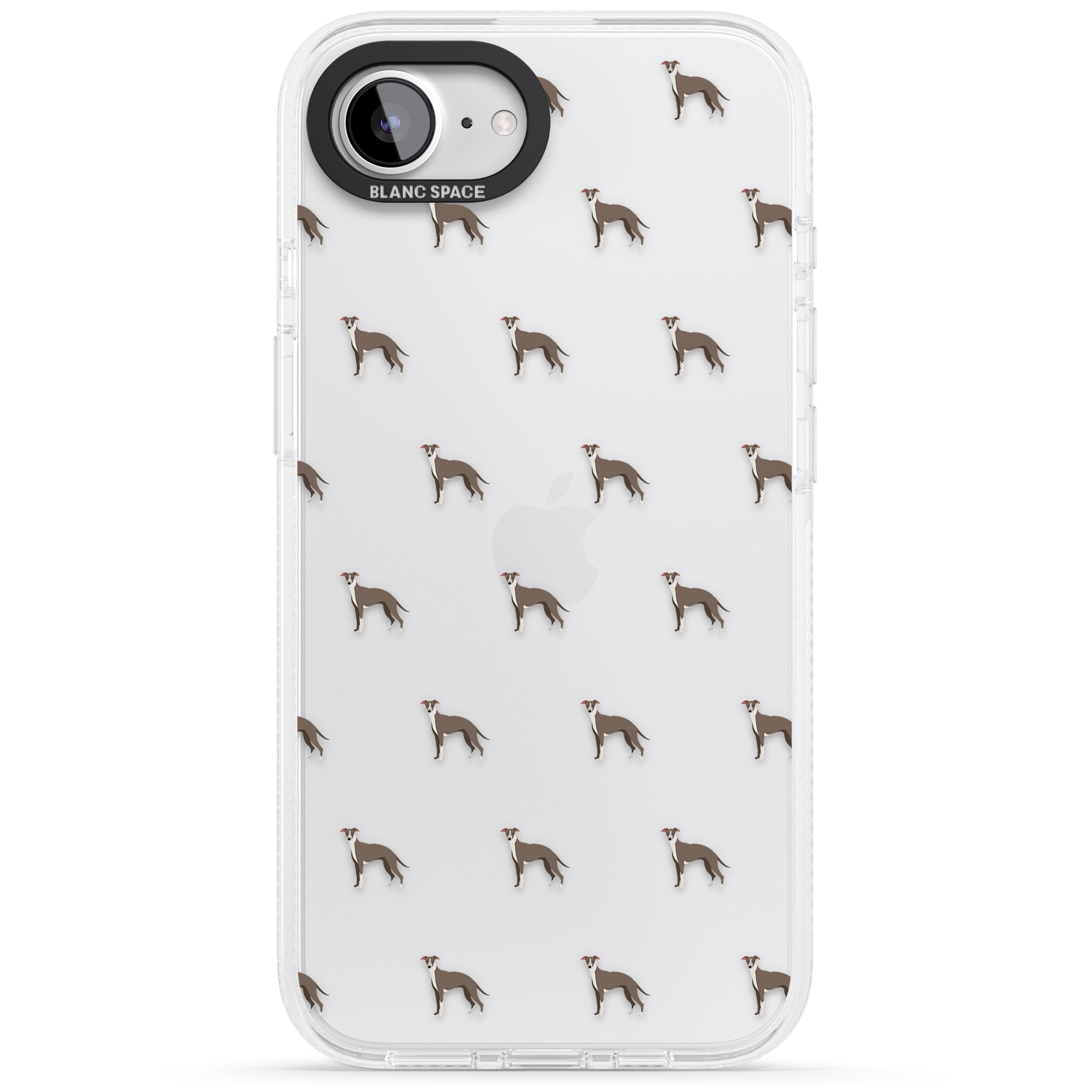 Whippet/Italian Greyhound Dog Pattern Clear iPhone 16e Clear Case Impact Air - Blanc Space