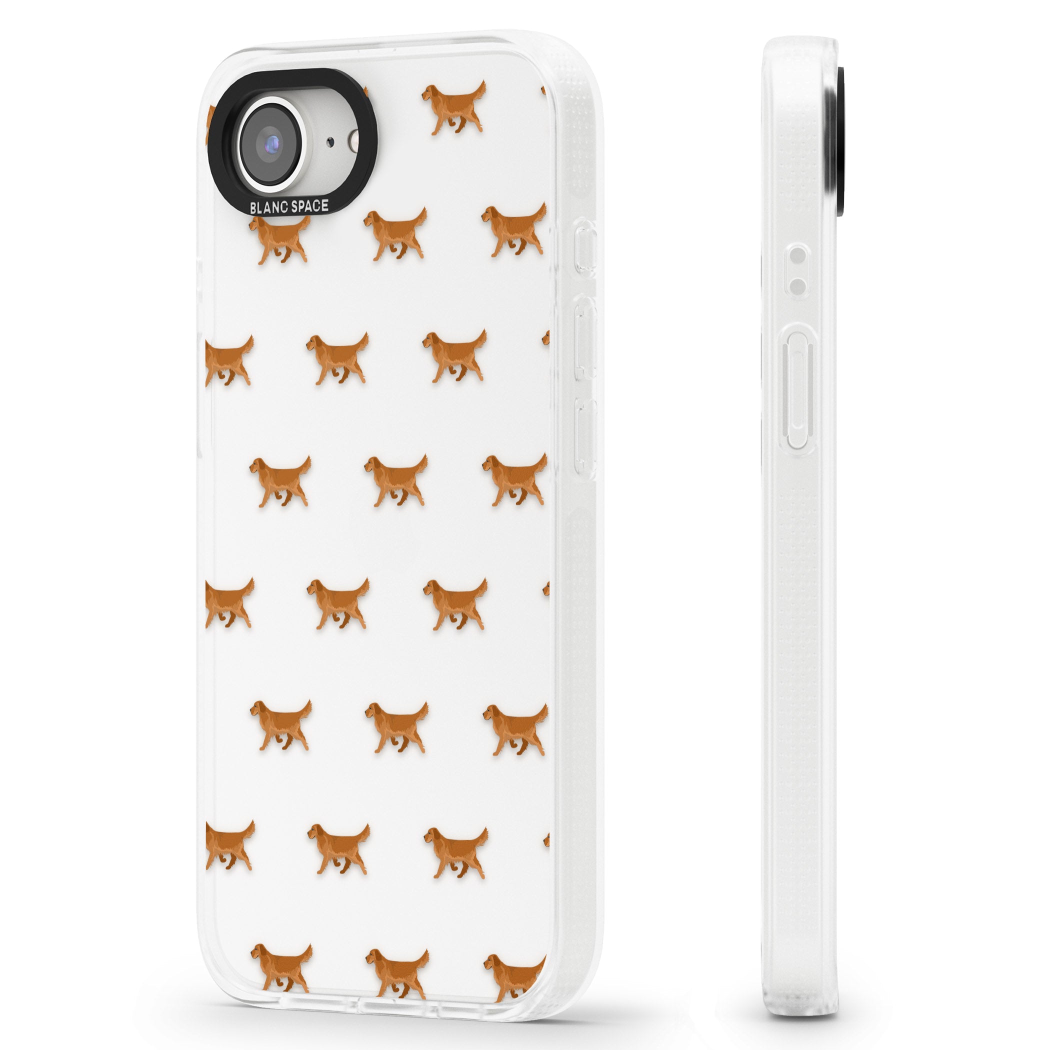 Golden Retriever Dog Pattern Clear iPhone 16e Clear Case Impact Air - Blanc Space