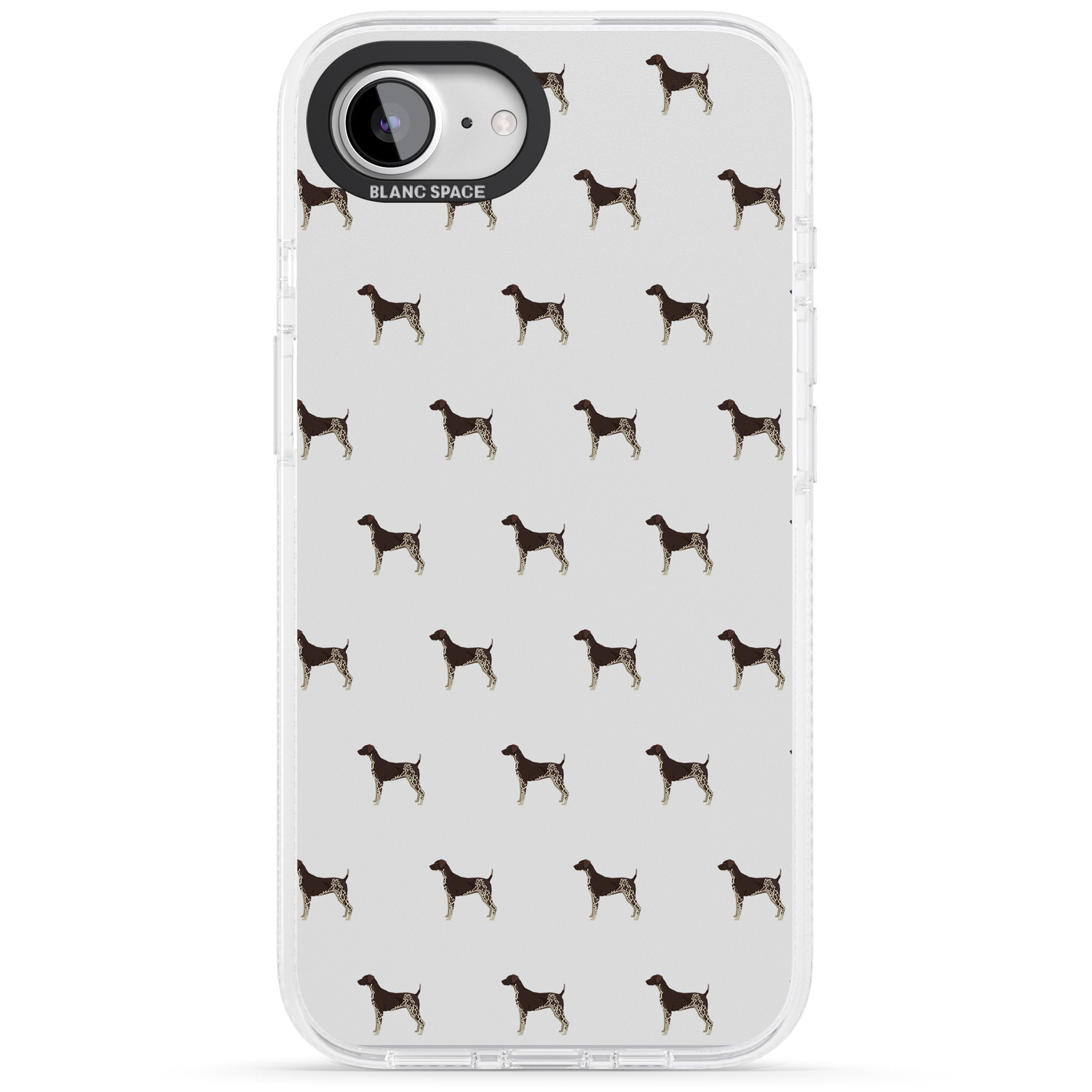 German Shorthaired Pointer Dog Pattern iPhone 16e Clear Case Impact Air - Blanc Space