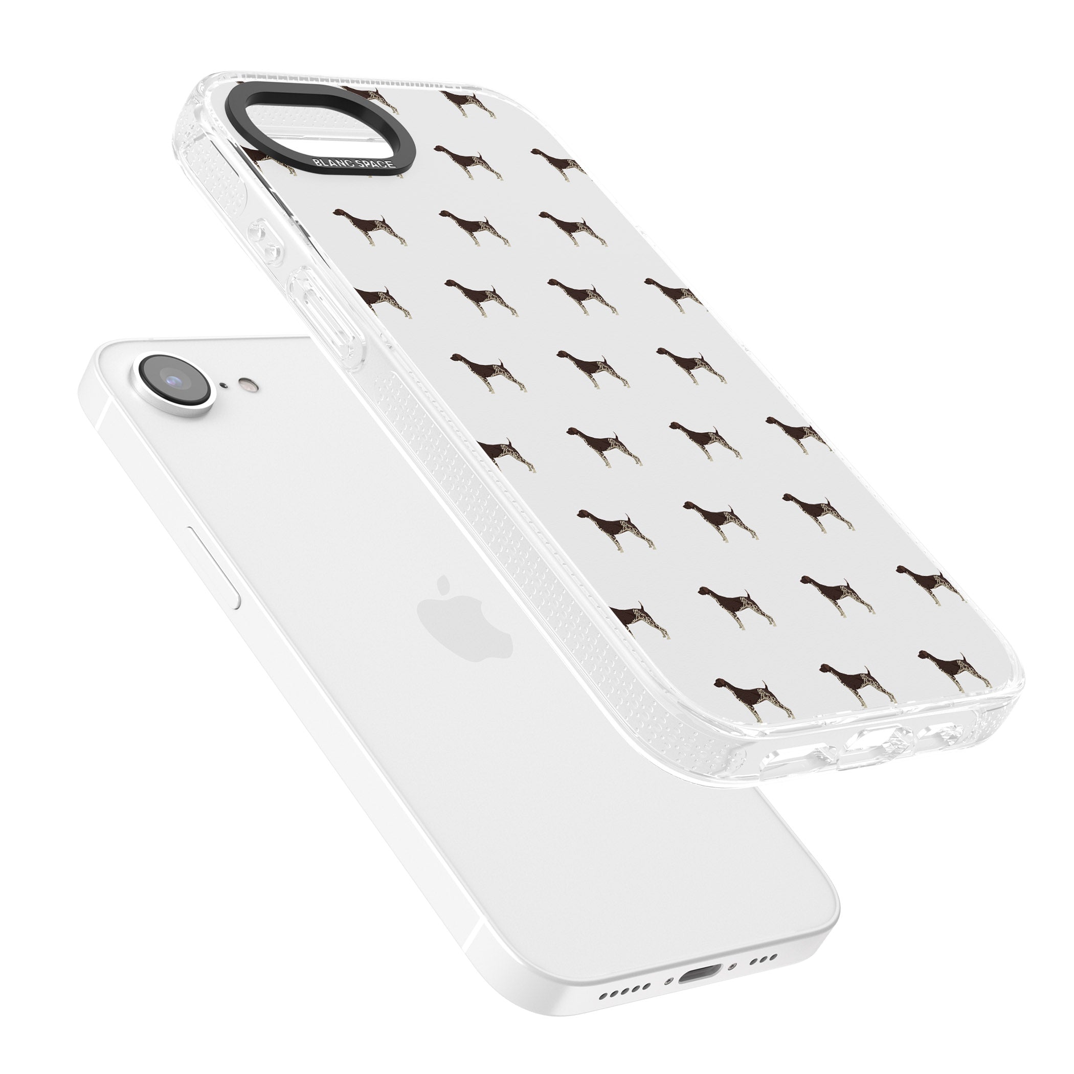 German Shorthaired Pointer Dog Pattern iPhone 16e Clear Case Impact Air - Blanc Space