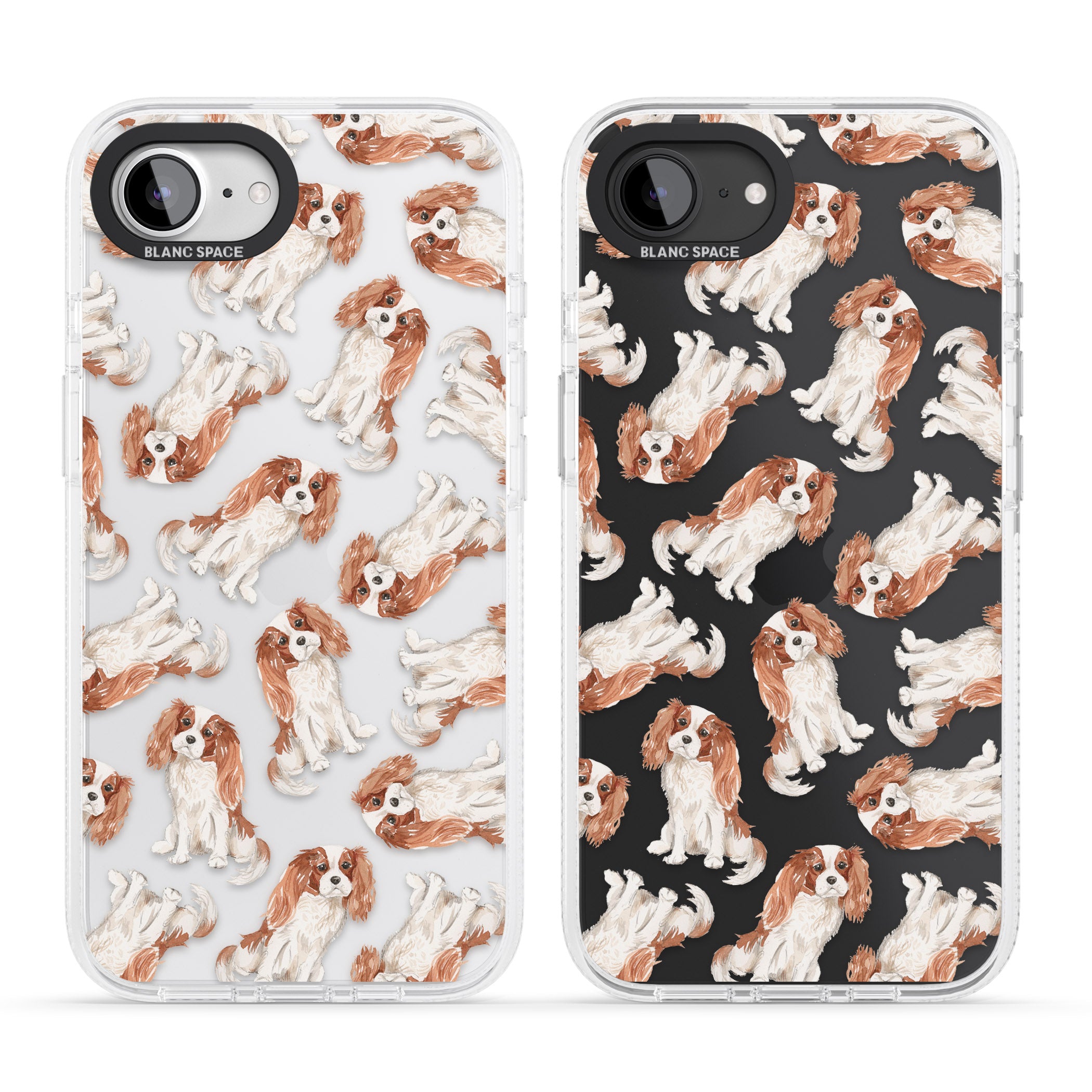 Cavalier King Charles Spaniel Dog Pattern iPhone 16e Clear Case Impact Air - Blanc Space