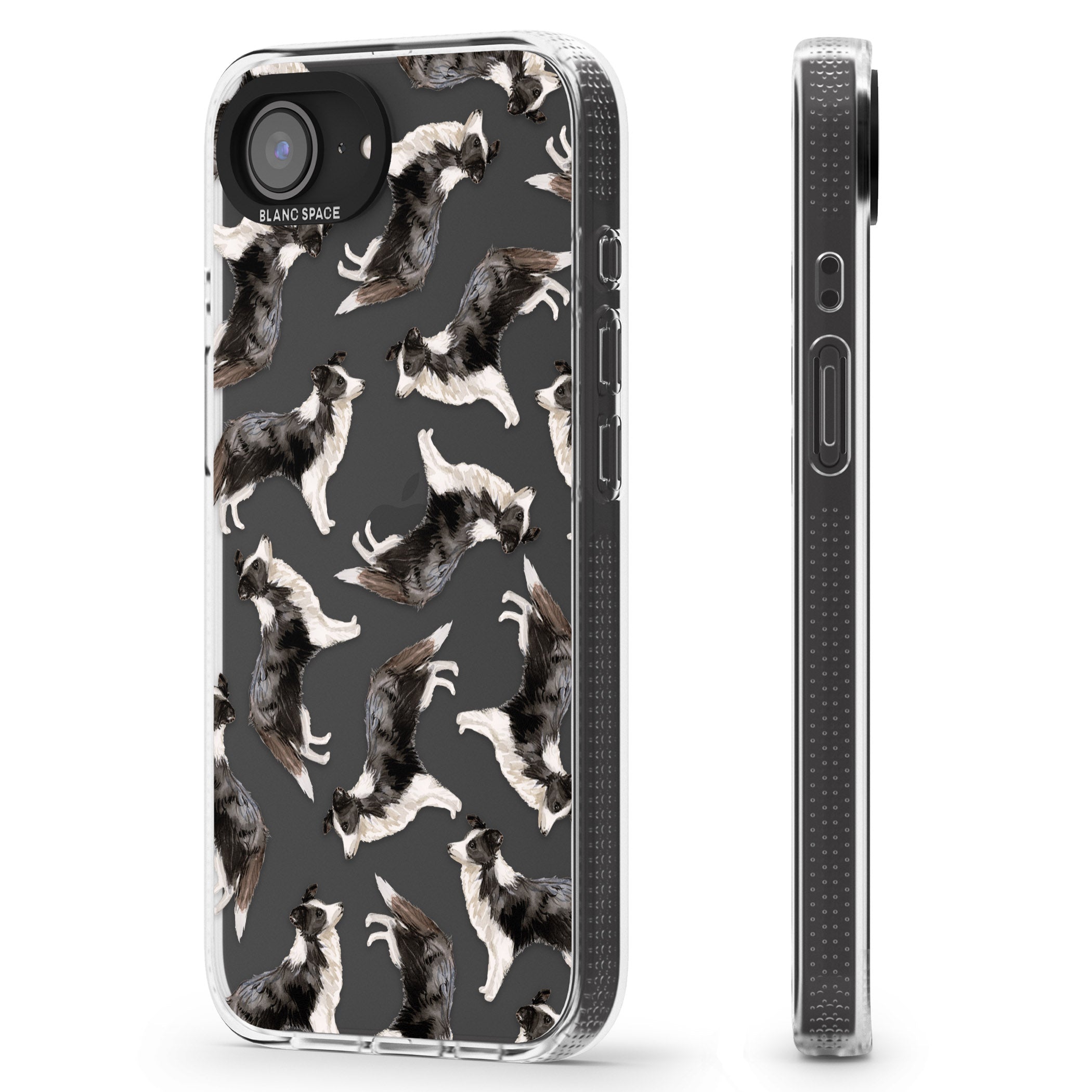 Border Collie Watercolour Dog Pattern iPhone 16e Clear Case Impact Air - Blanc Space