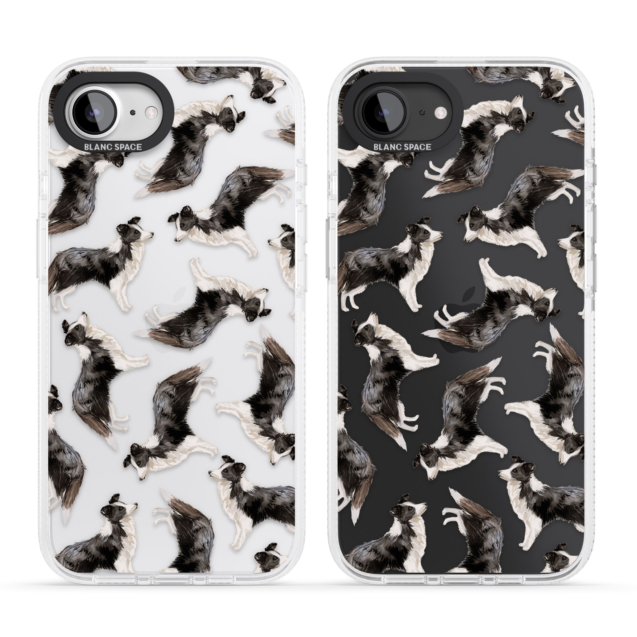 Border Collie Watercolour Dog Pattern iPhone 16e Clear Case Impact Air - Blanc Space