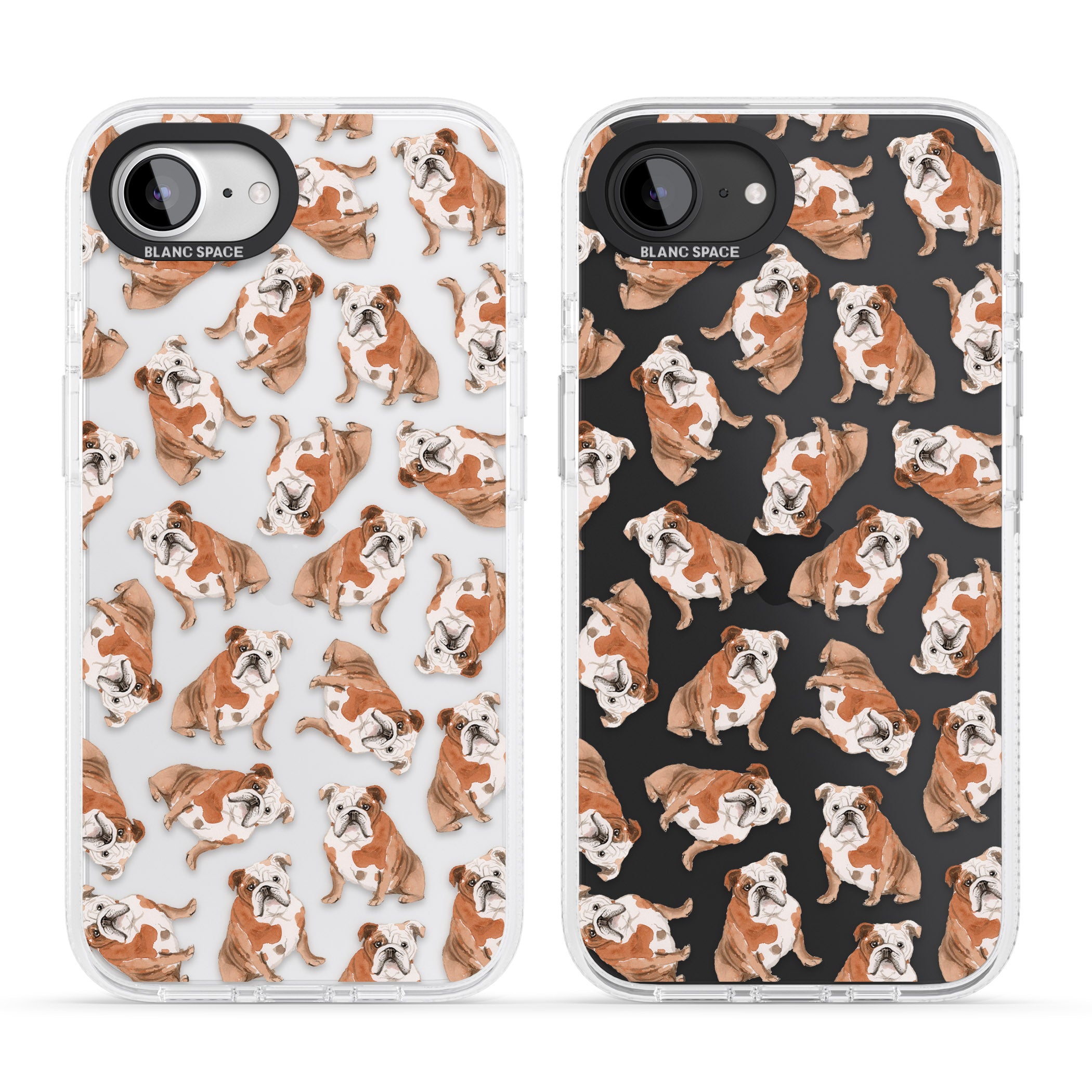 English Bulldog Watercolour Dog Pattern iPhone 16e Clear Case Impact Air - Blanc Space