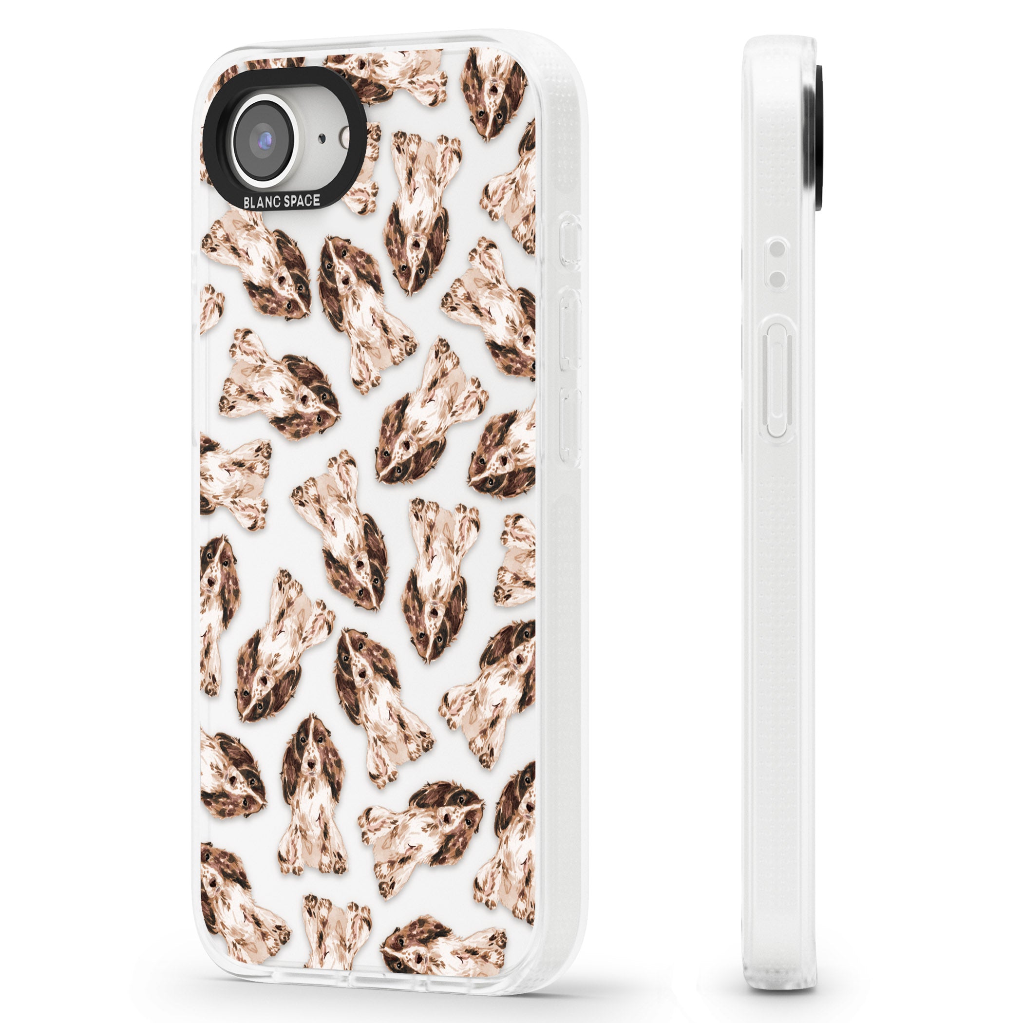 Cocker Spaniel (Brown) Watercolour Dog Pattern iPhone 16e Clear Case Impact Air - Blanc Space