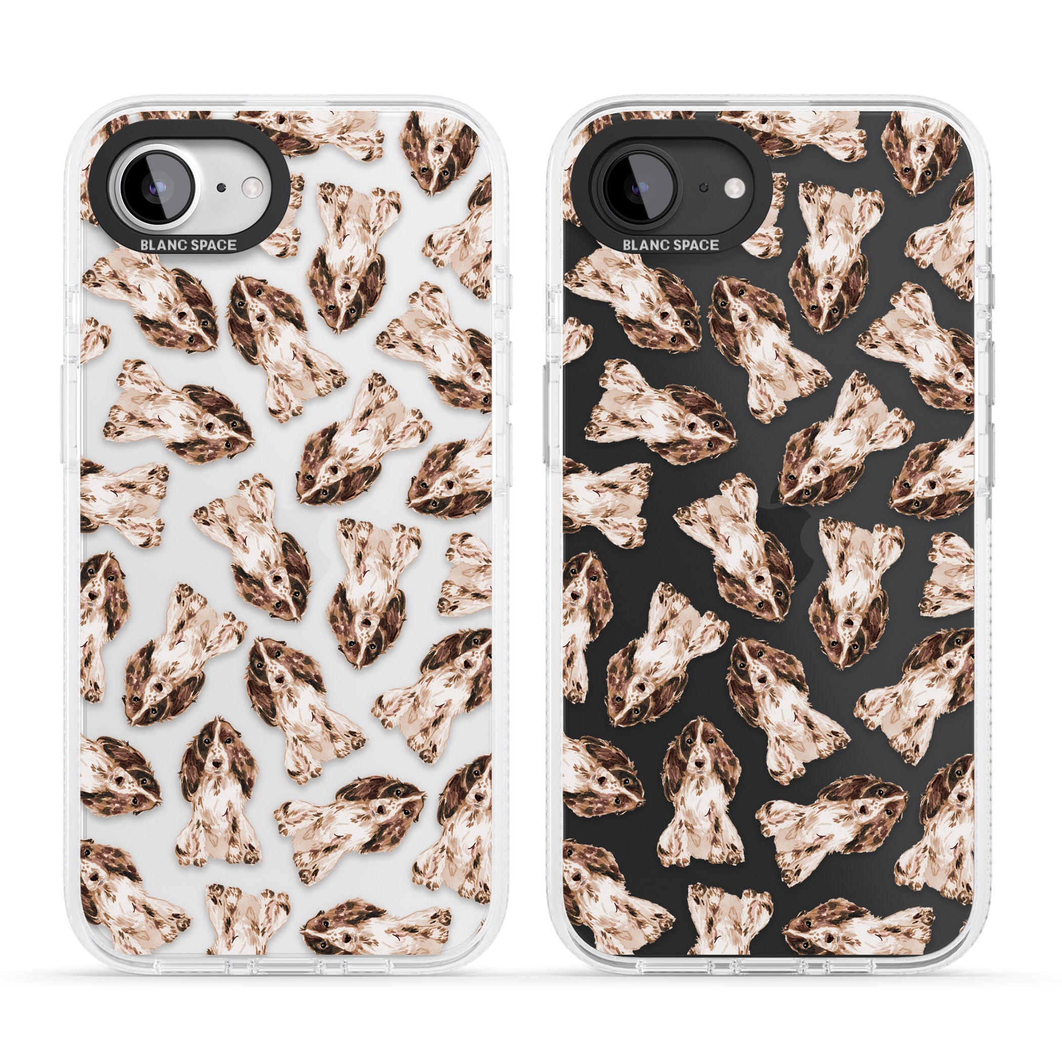 Cocker Spaniel (Brown) Watercolour Dog Pattern iPhone 16e Clear Case Impact Air - Blanc Space