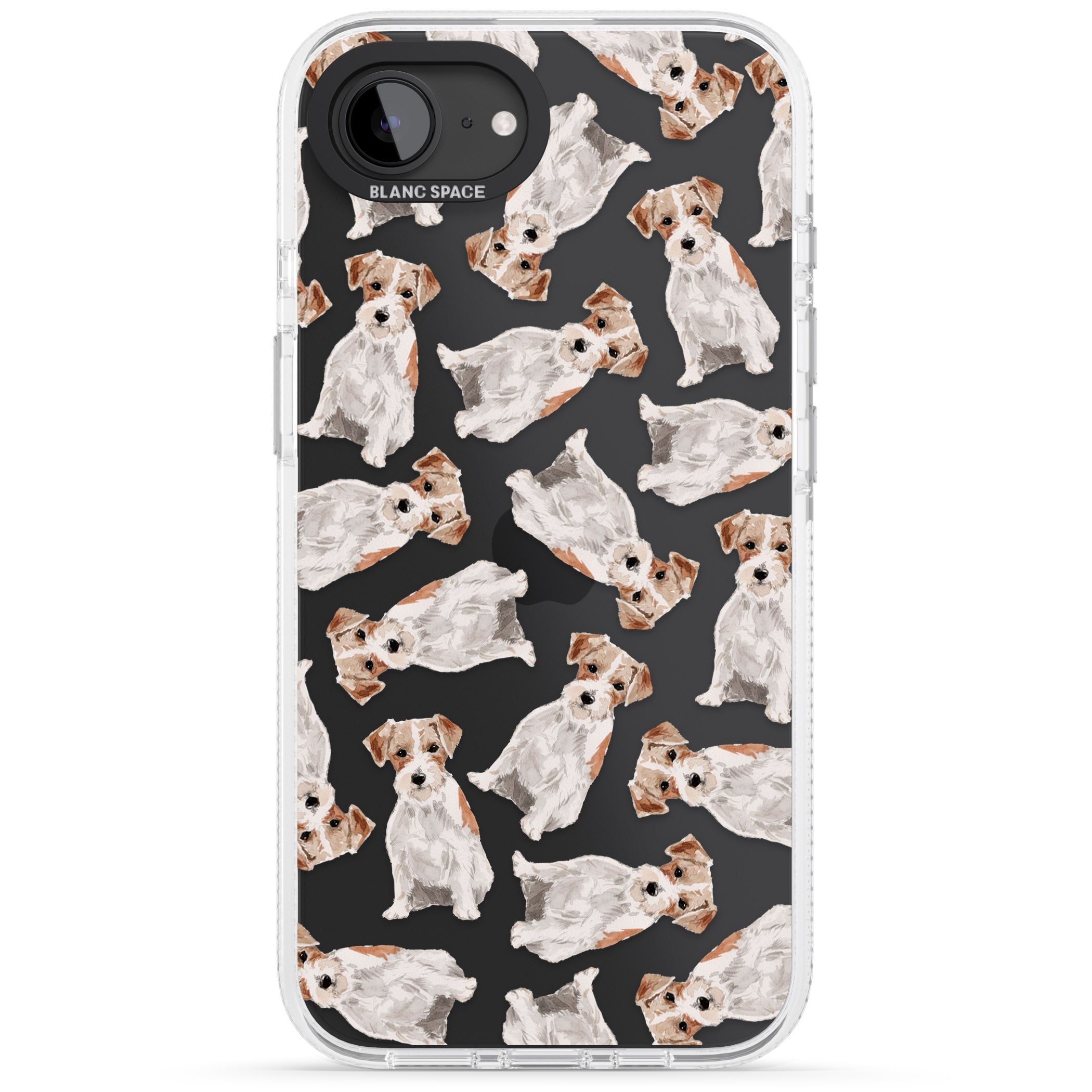 Wirehaired Jack Russell Watercolour Dog Pattern iPhone 16e Clear Case Impact Air - Blanc Space