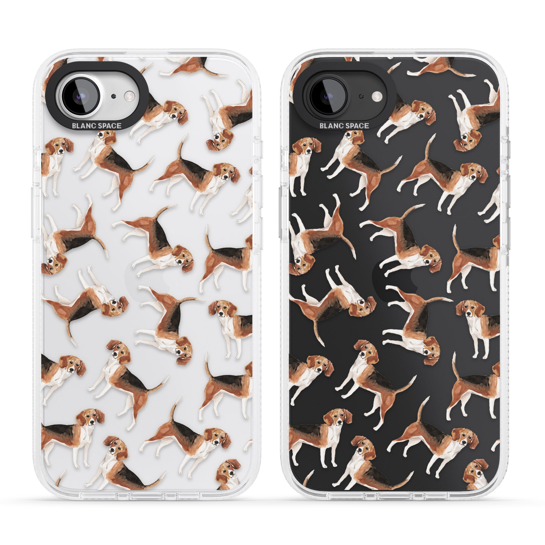 Beagle Watercolour Dog Pattern iPhone 16e Clear Case Impact Air - Blanc Space