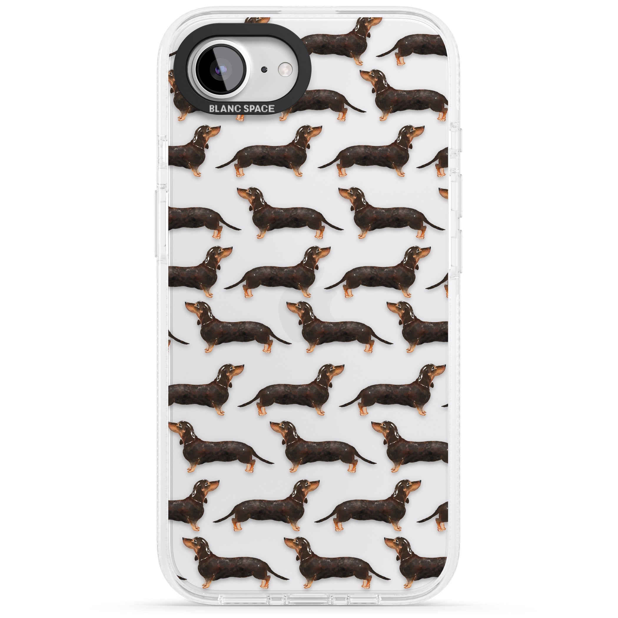 Dachshund (Black & Tan) Watercolour Dog Pattern iPhone 16e Clear Case Impact Air - Blanc Space