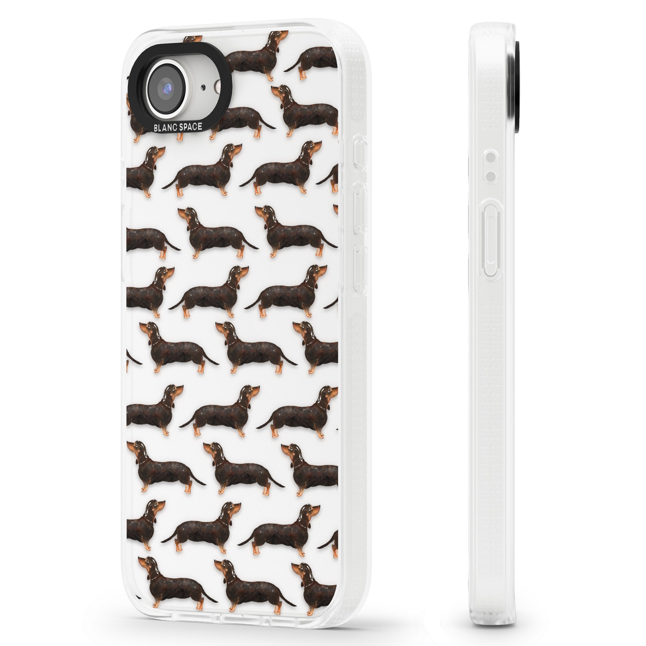 Dachshund (Black & Tan) Watercolour Dog Pattern iPhone 16e Clear Case Impact Air - Blanc Space