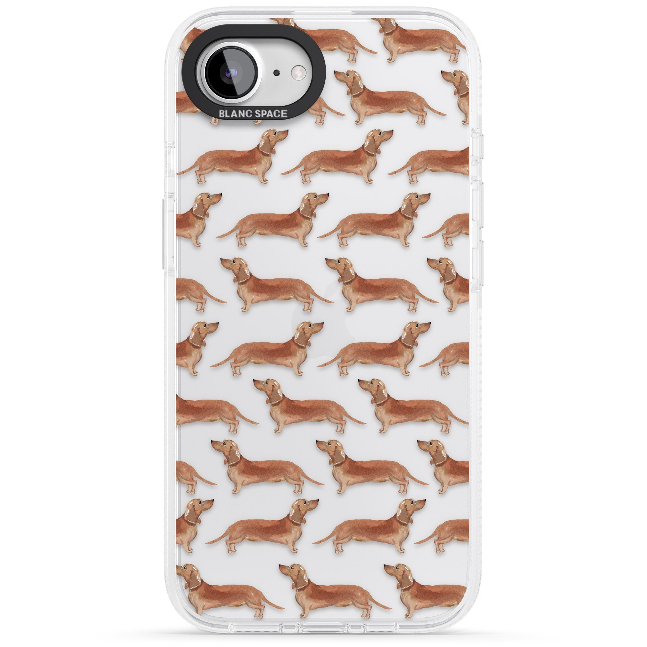Dachshund (Red) Watercolour Dog Pattern iPhone 16e Clear Case Impact Air - Blanc Space