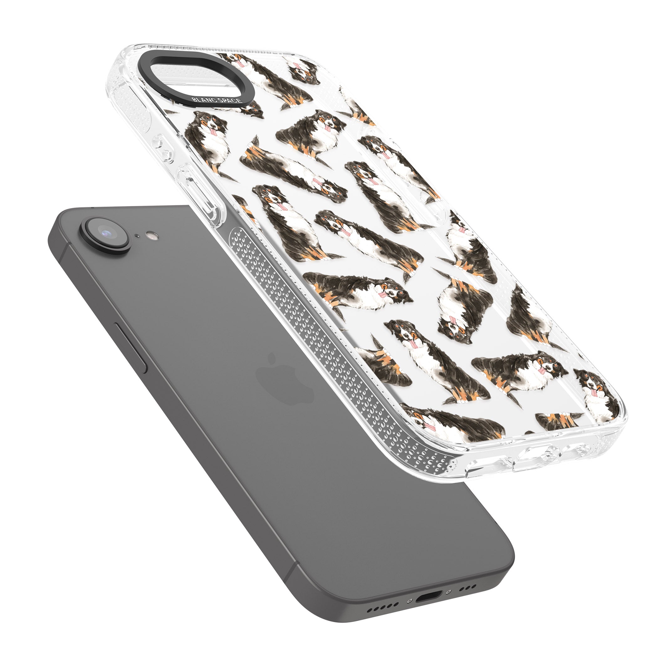 Bernese Mountain Dog Watercolour Dog Pattern iPhone 16e Clear Case Impact Air - Blanc Space