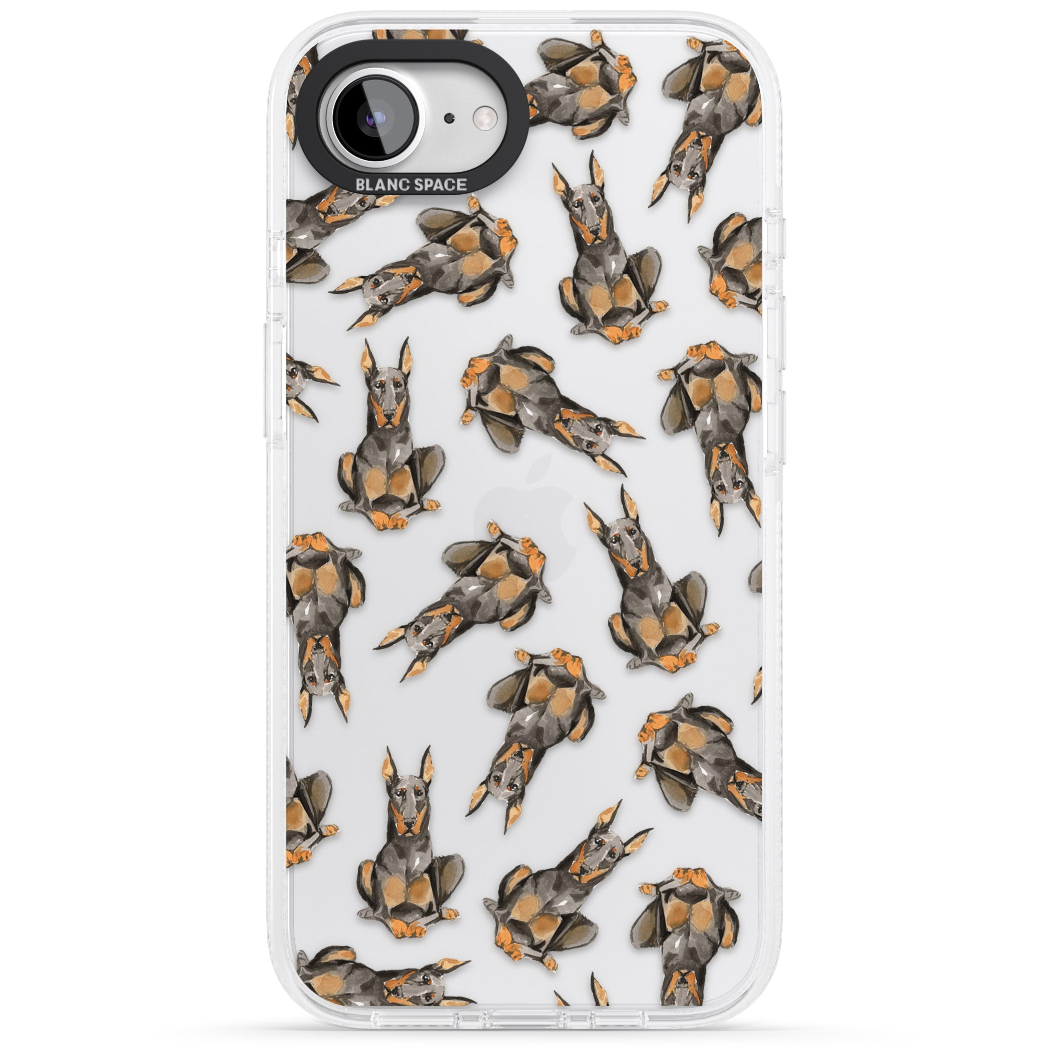 Doberman Watercolour Dog Pattern iPhone 16e Clear Case Impact Air - Blanc Space