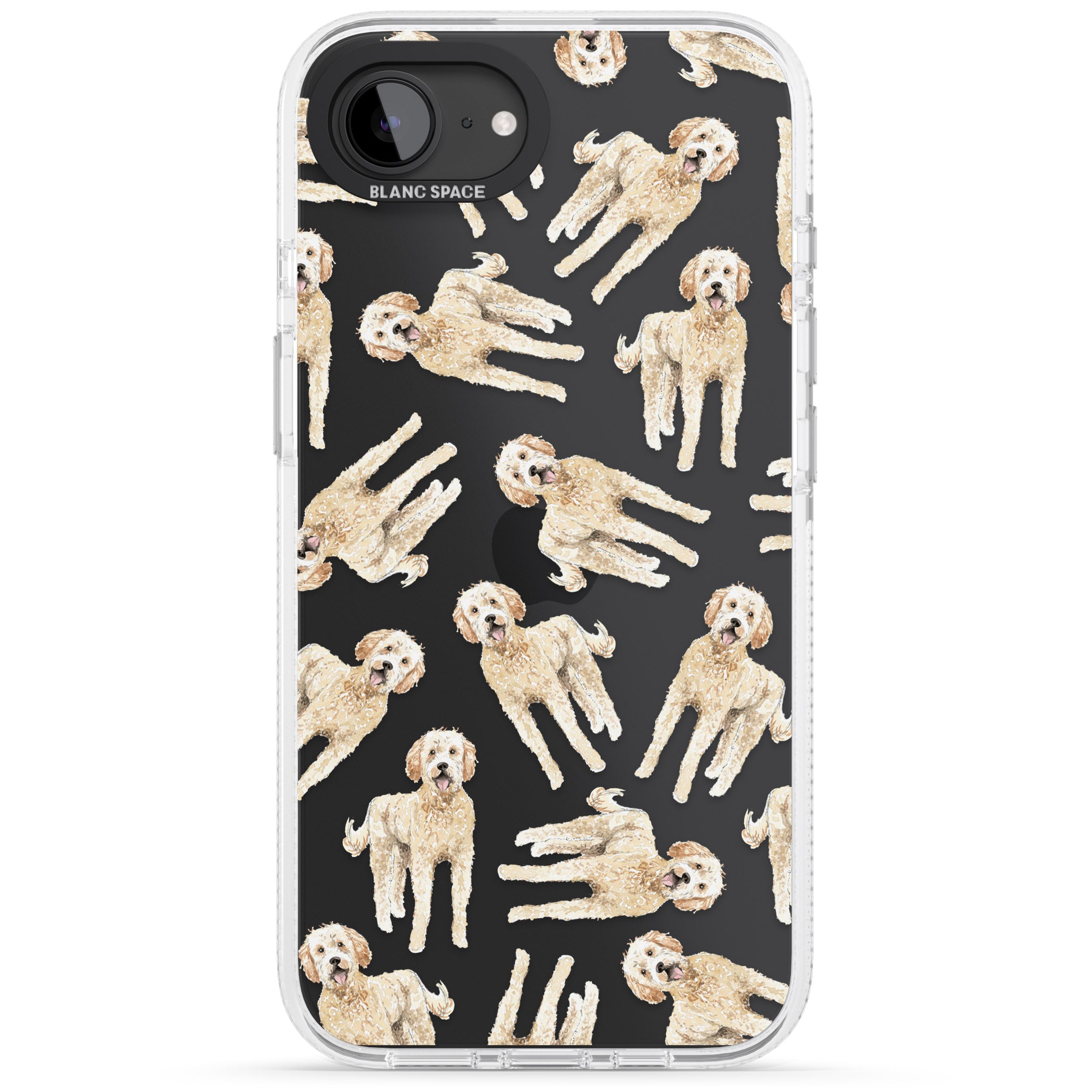 Goldendoodle Watercolour Dog Pattern iPhone 16e Clear Case Impact Air - Blanc Space