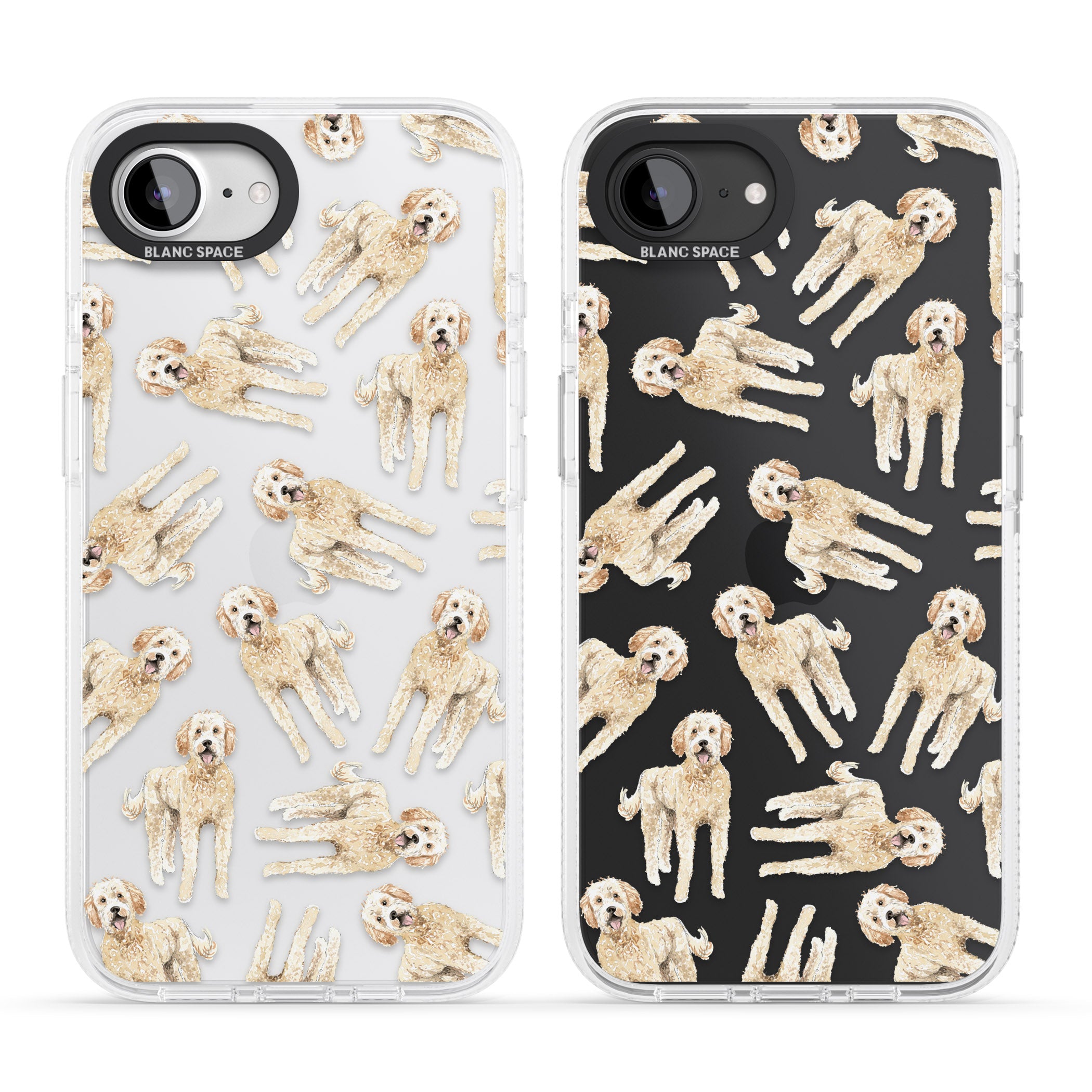 Goldendoodle Watercolour Dog Pattern iPhone 16e Clear Case Impact Air - Blanc Space