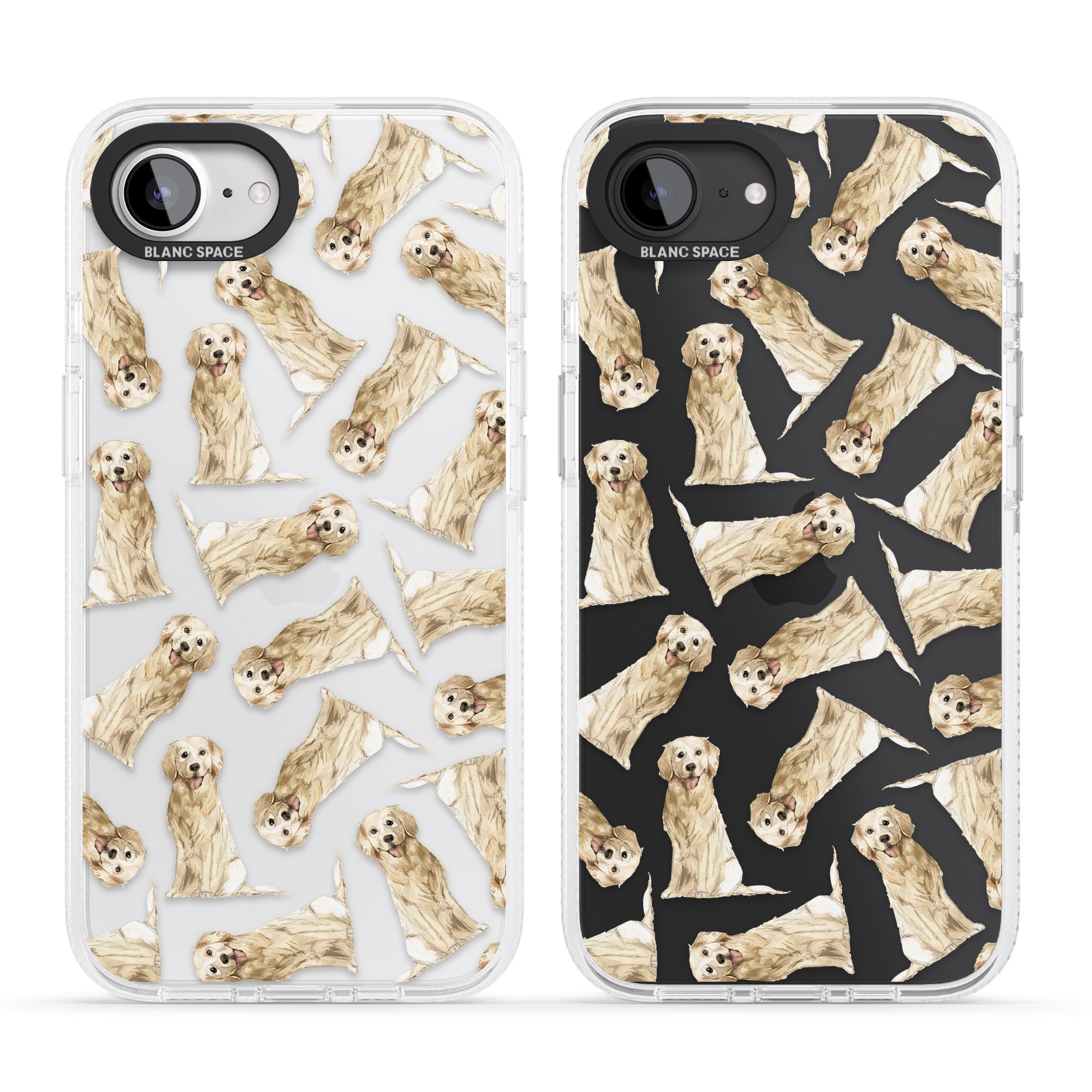 Golden Retriever Watercolour Dog Pattern iPhone 16e Clear Case Impact Air - Blanc Space